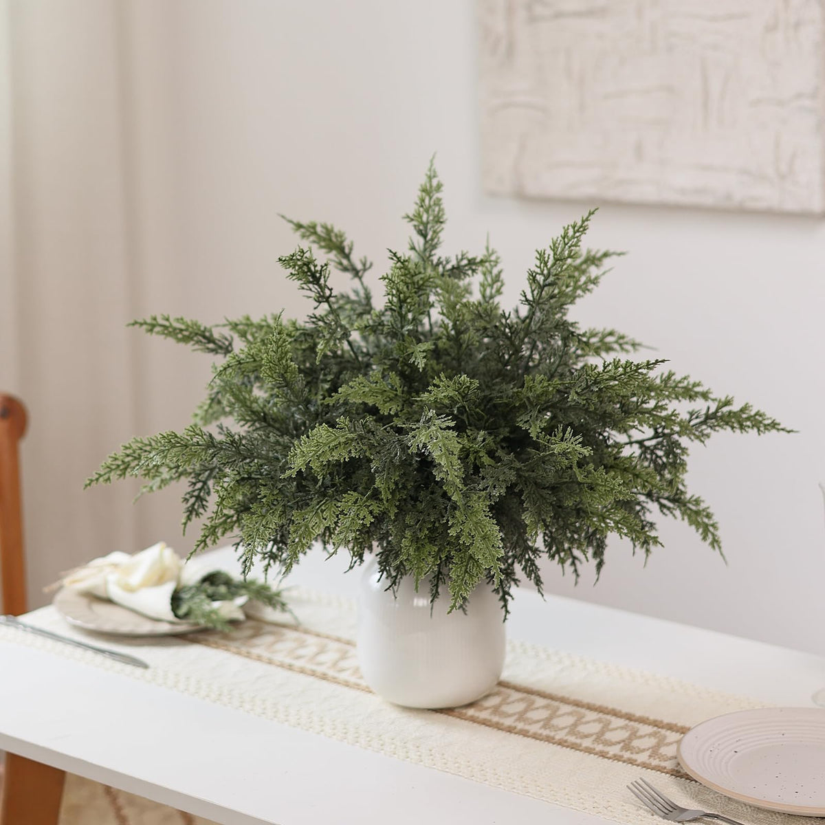 GLIDLION 18" Soft Textured Cedar Branches -12 Pcs, Artificial Christmas Cedar Branch Realistic Fake Pine Picks Faux Greenery Plants Stem for Vase DIY Crafts Garland Wreath Indoor Outdoor Home Decor