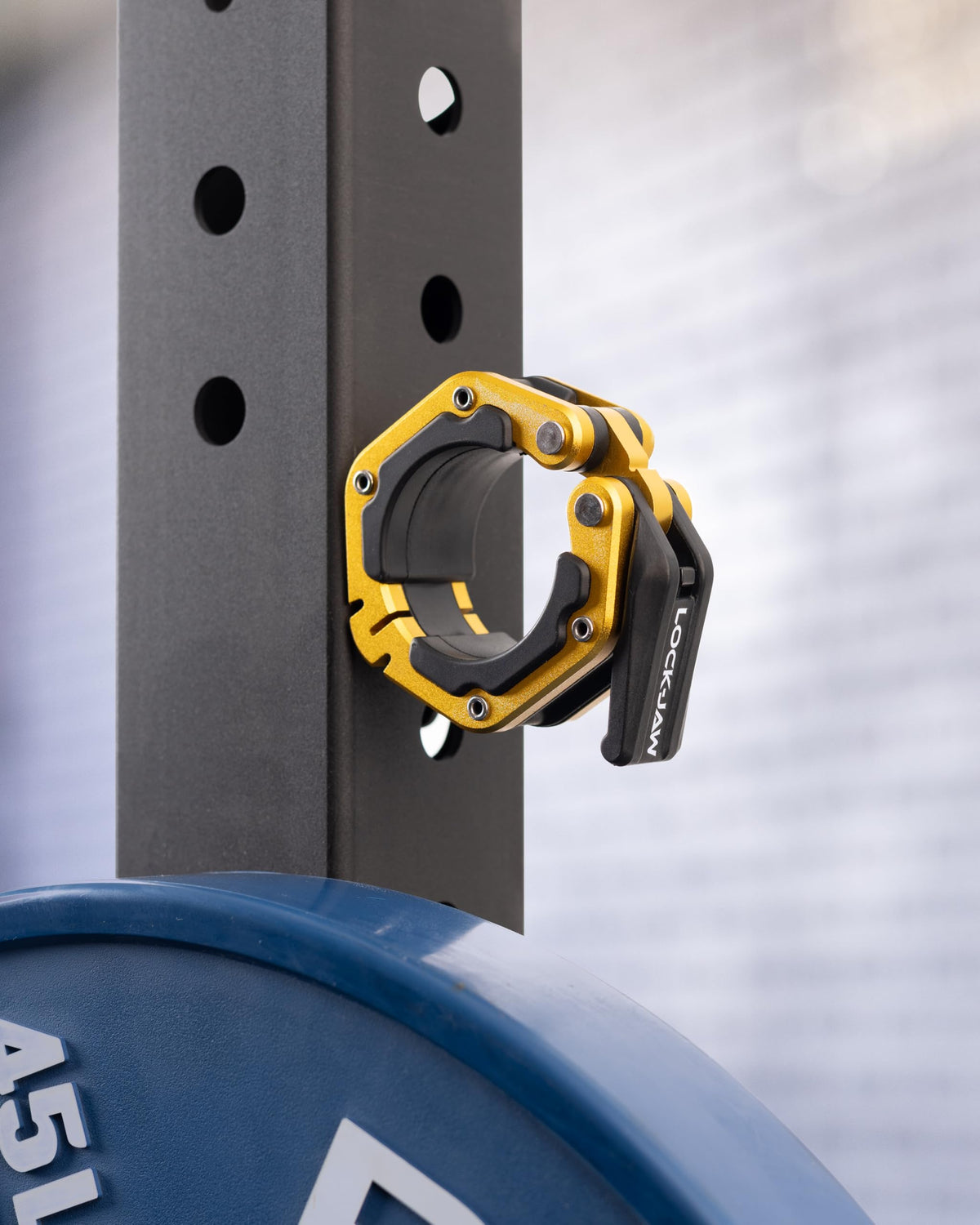 Lock-Jaw Flex Barbell Collars Olympic Barbell Clamps w/Magnet 2 Pcs – Heavy Duty Bar Clamps for 2” & 50mm Olympic Bars – Secure Weight Bar Clamps for Strength Training & Home Gym Accessories – Gold