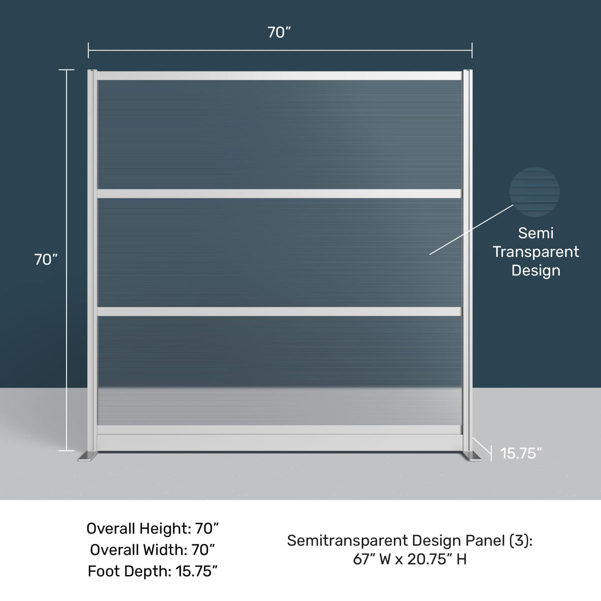 Stand Up Desk Store Aesthetic Modular Room Divider Wall | 70" W x 70" H Office Partition Walls & Cubicle Wall Dividers | Lightweight, Durable, Translucent Partition Wall Divider for Workspaces
