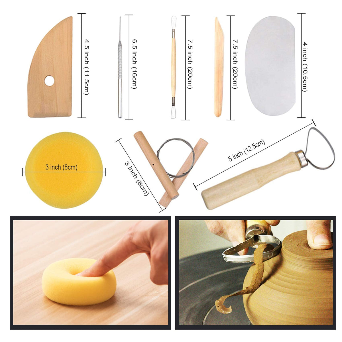 EuTengHao 61Pcs Ceramic Clay Tools Kit Pottery Tools Clay Sculpting Shapers Carving Tool Set Contains Most Essential Wooden Clay Tools for Potters Beginners