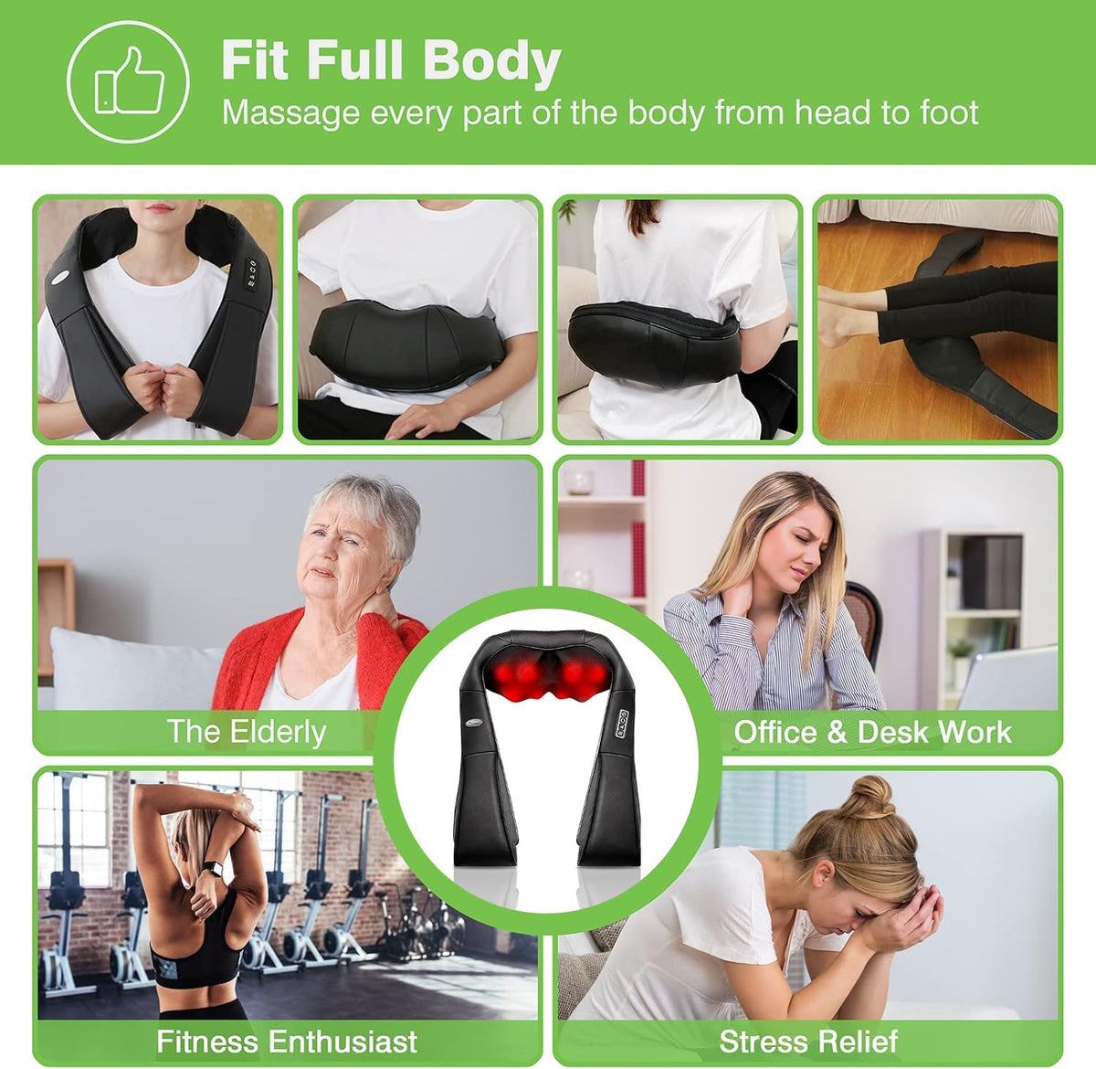 cotsoco Neck Massager,Shiatsu Shoulder and Back Massager with Heat, Electric Deep Tissue Massage Pillow for Body Muscle Pain Relief,Best Gifts Mom Dad Women Men,Home, Office Car Use