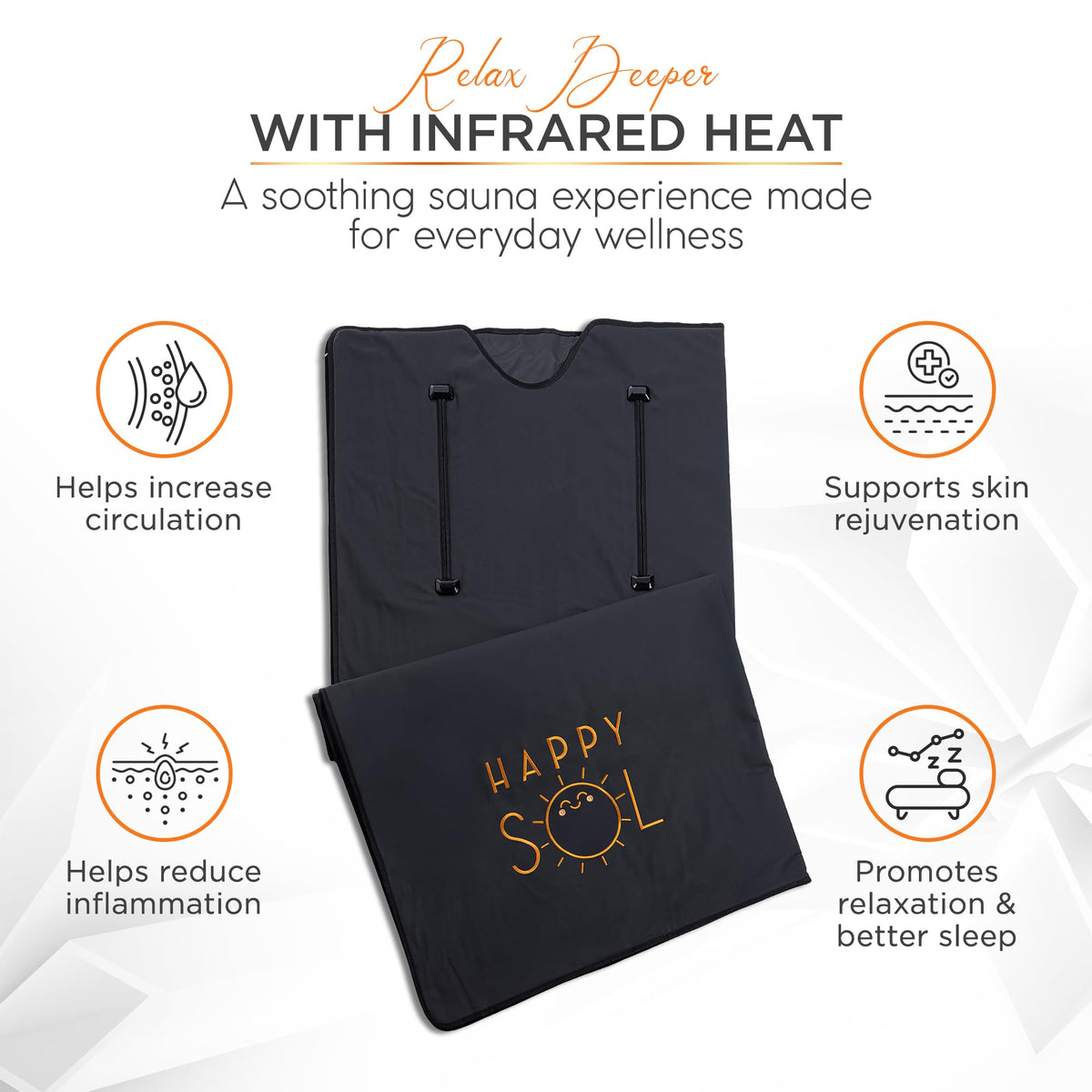 Happy Sol Far Infrared Sauna Blanket for Home, Portable Infrared Sauna Blanket for Therapy, Convenient Arm Holes, Sauna Blanket for Detox, Suitable for Relaxation and Exercise Recovery, Very Low EMF