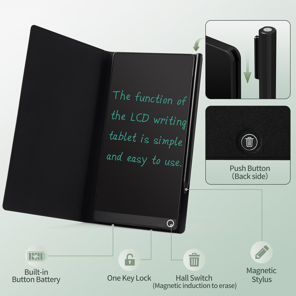 LCD Writing Tablet for Adults: 6.5 Inch with Leather Case Full Screen Reusable Digital Notepad Portable Use for Office Study Teaching