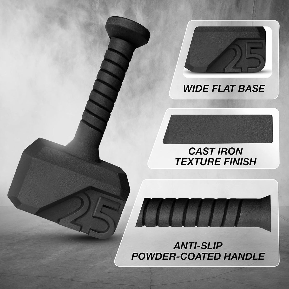 Yes4All 25lbs Hammer Kettlebell Anti Slip Handle Workout for Macebell Weights Exercises, Special Shape Kettlebell Push up, Handle Grip Strength Training Equipment