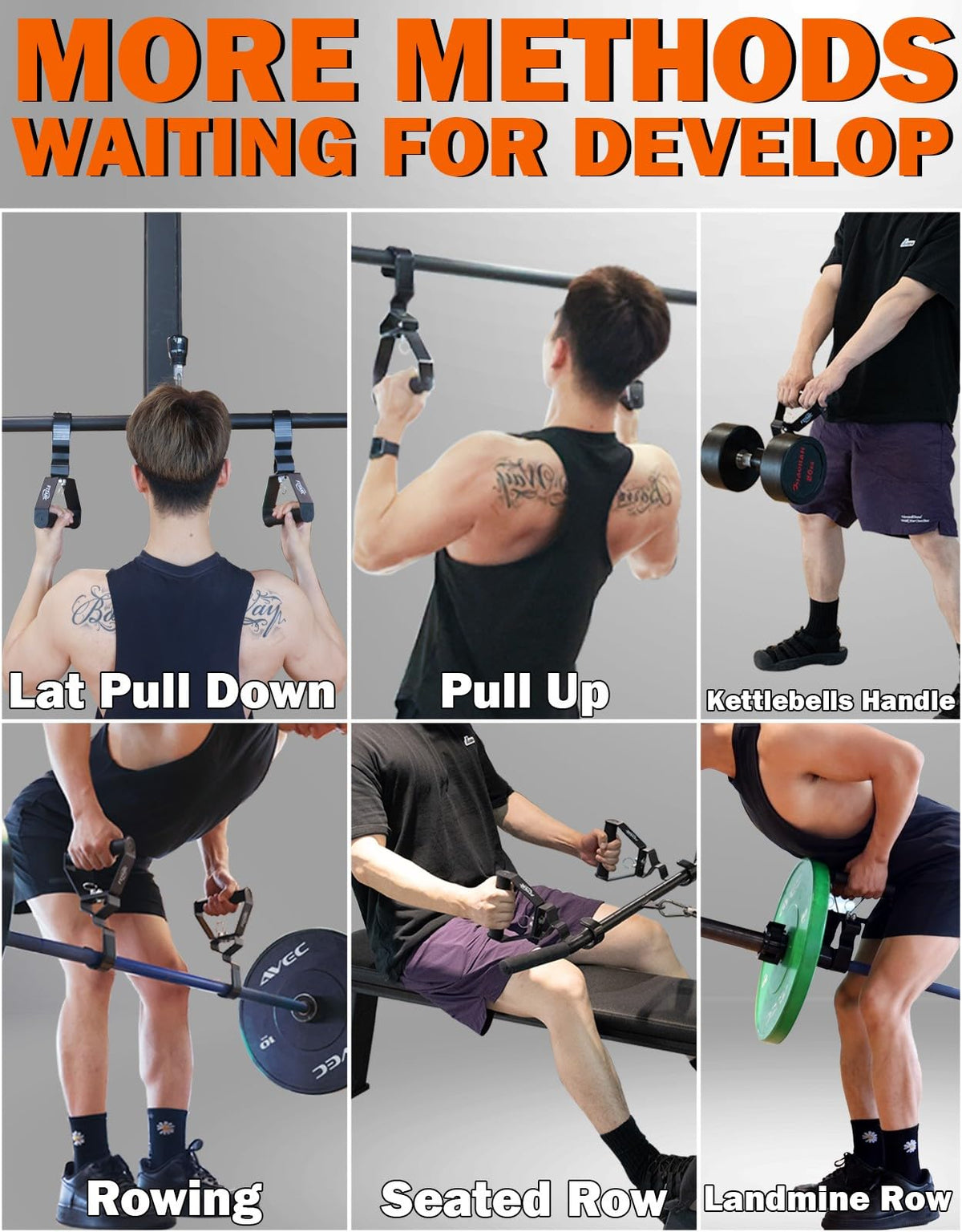 Fitarc Neutral Grip Pull Up Handles, Wrist Shoulder Elbow Friendly, 12 Angle Adjustable Lat Pulldown Handle Rowing Grips, 2Pcs, Patented