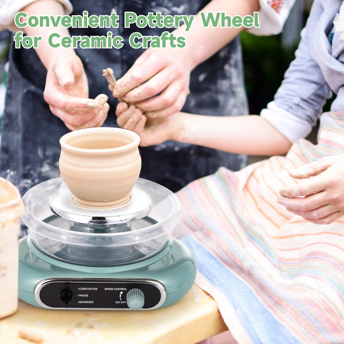 Mini Pottery Wheel Kit, 4.7 Turntable Electric Pottery Wheel, Clay Making Pottery Machine with 24 Pottery Shaping Tools and Paint Set, Craft Kits Gift for Kids Teens & Adults Beginners