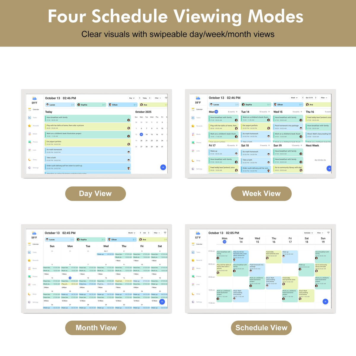 27" Smart Digital Calendar for-Family-Meal-Planner - Electronic Wall Calendar for Business Chore Chort, HD Touchscreen Display, Star Rewards, Sync Online Calendars, Desk Mountable, Gifts for Mom Dad