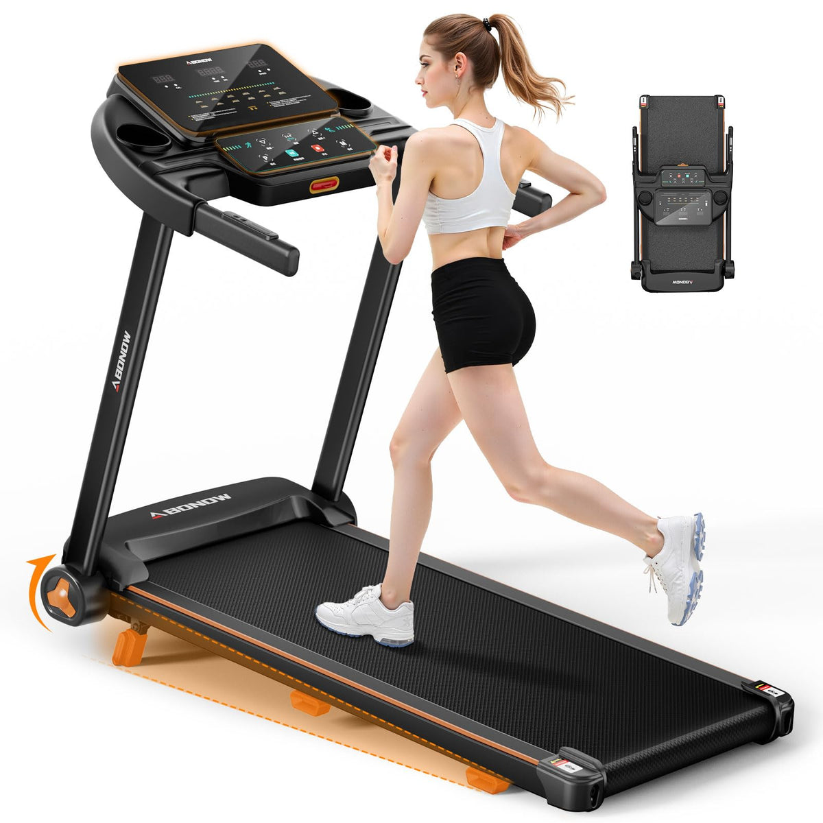 Foldable Treadmill for Home with Incline - Extra Large Dual LED Screen, 8.5MPH Max Speed, Bluetooth Speaker, 280LBS Capacity, 3HP Home Office Treadmills for Running Jogging Walking