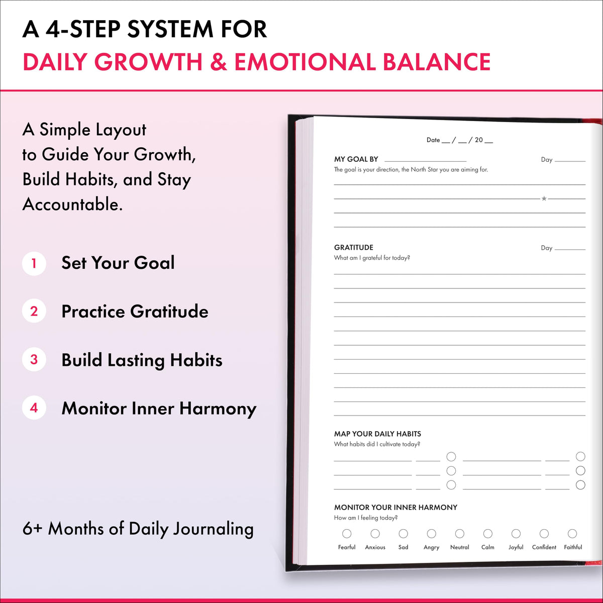 Daily Gratitude, Goal Setting & Habit Tracker Journal for Women & Men with 9-Point Emotional Wellness Scale — iAmEvolving™ 288-Page Hardcover Personal Growth Planner (Lavender Cover)