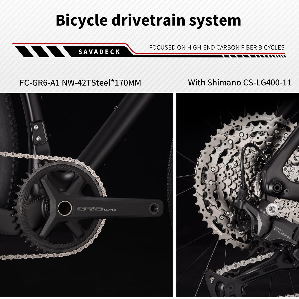 SAVADECK Carbon Gravel Bike - T800 Carbon Frame & Fork | Shimano U6000 11-Speed Groupset | Hydraulic Disc Brakes | 700CX40mm All-Terrain Tires | Men & Women Road/Off-Road Bicycle (Gold, 58cm)