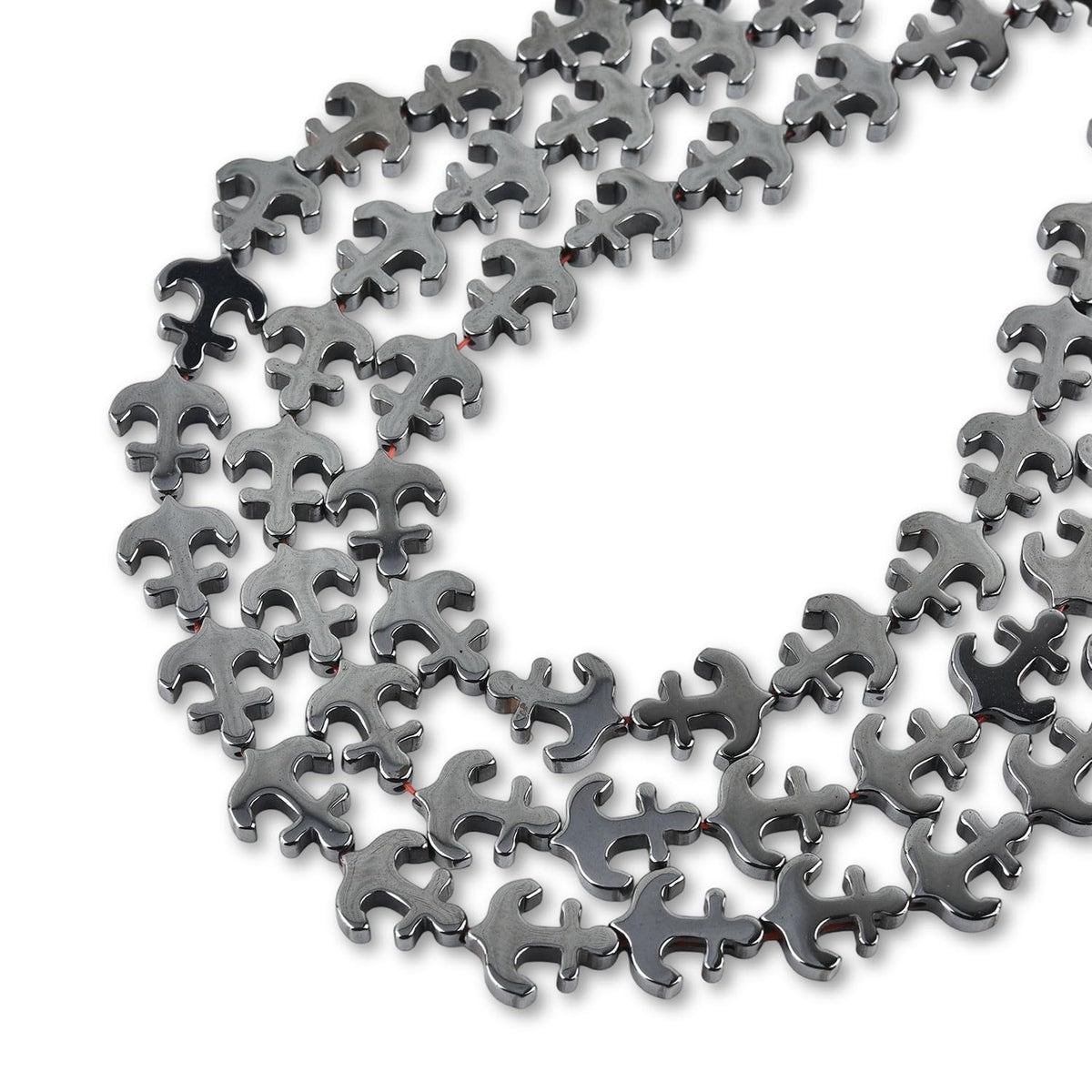HAAMIIQII 30pcs 11x13mm Natural Black Hematite Loose Gemstone Beads Anchor Shape Spacer Stone Beads for Jewelry Making DIY Bracelets Necklaces Crafting