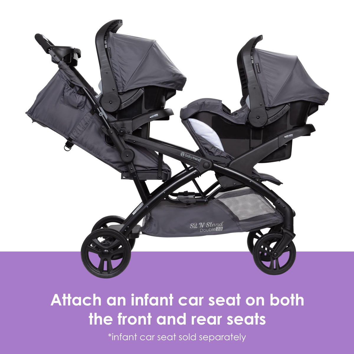 Baby Trend Sit N' Stand® Double 2.0 Stroller, Dash Grey