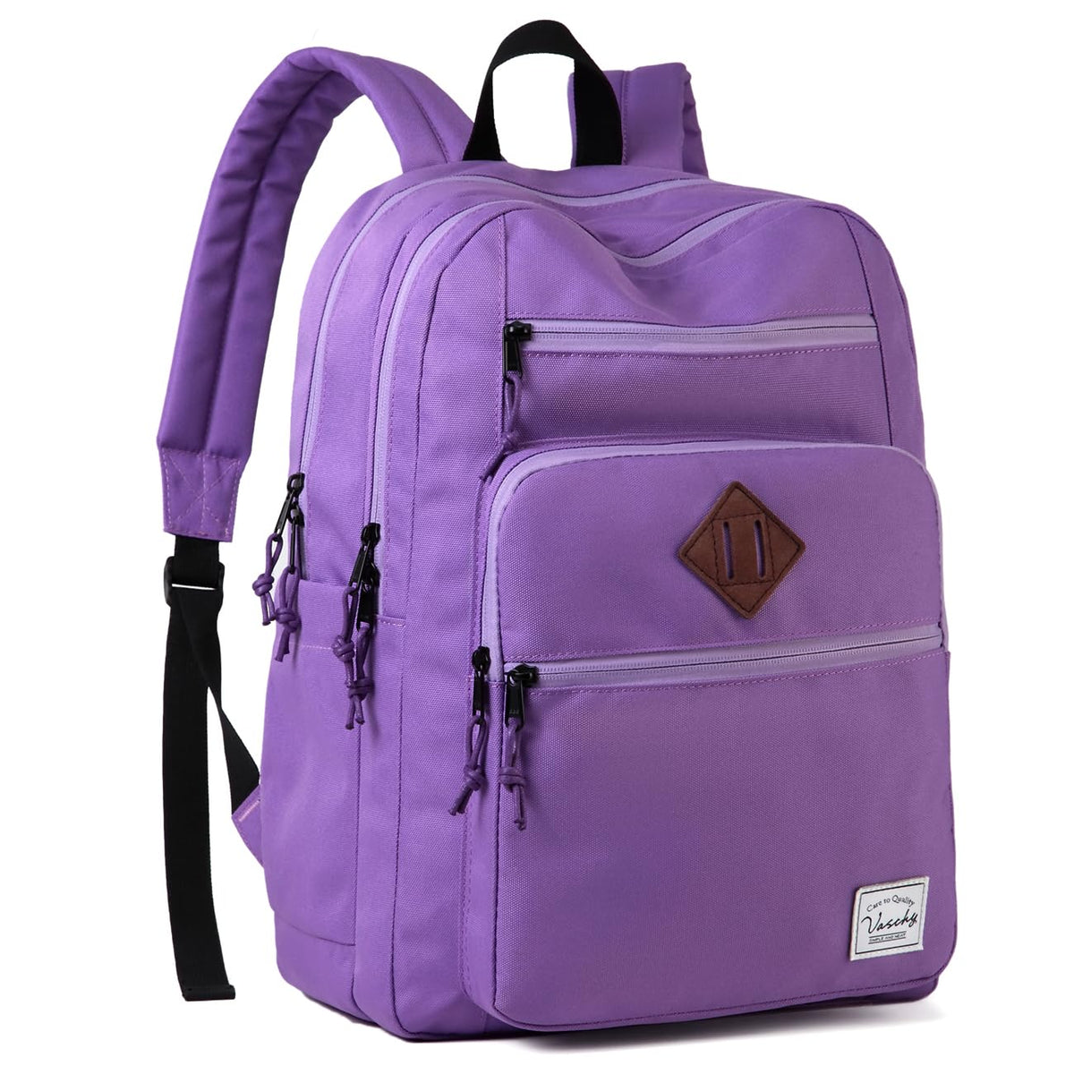 VASCHY School Backpack for Women, Unisex Large Bookbag Schoolbag Casual Daypack for High School/College/Teens/Travel/Work Purple
