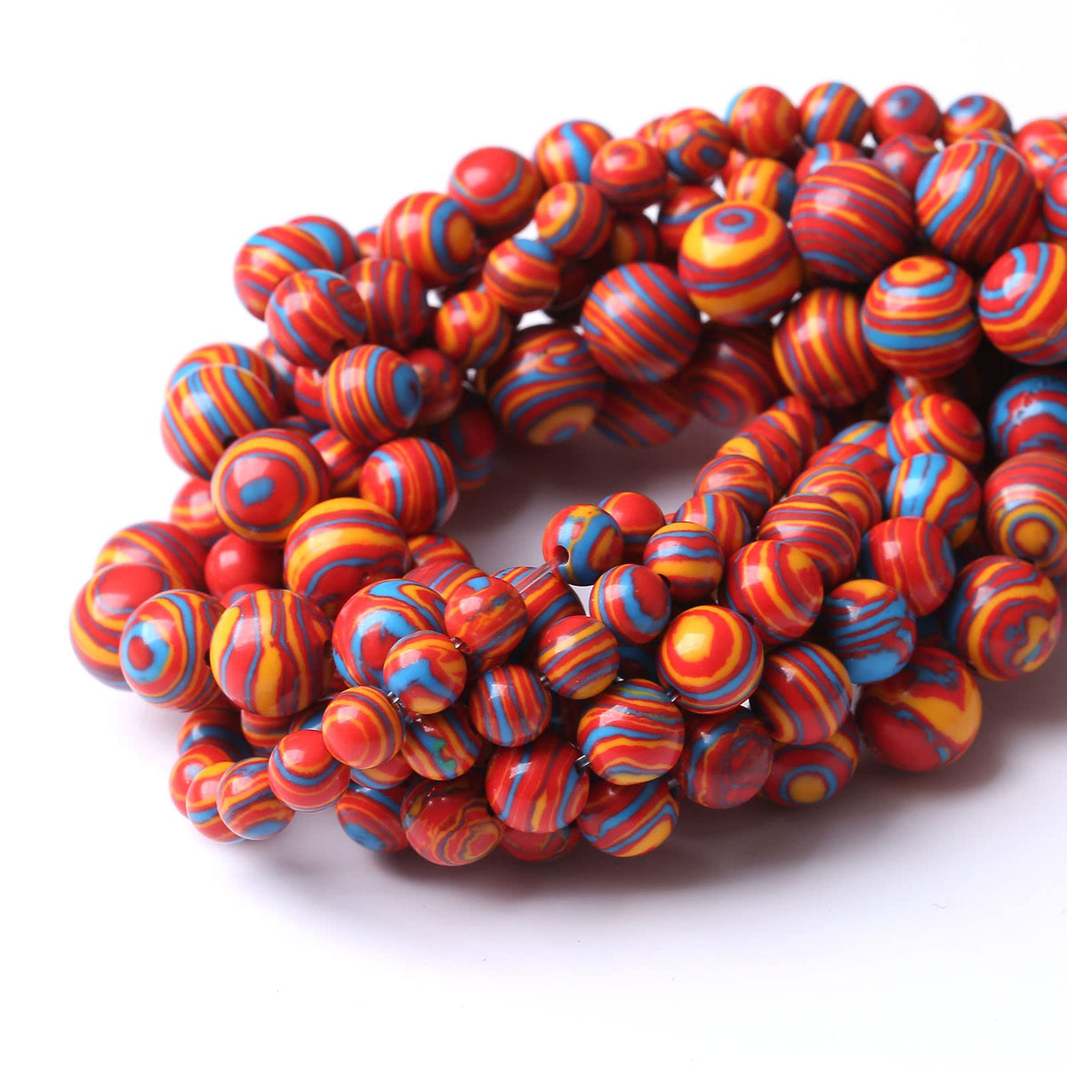 36PCS 10MM Beads Red Malachite Beads Round Loose Beads Natural Gem Beads for Jewelry Making 15"
