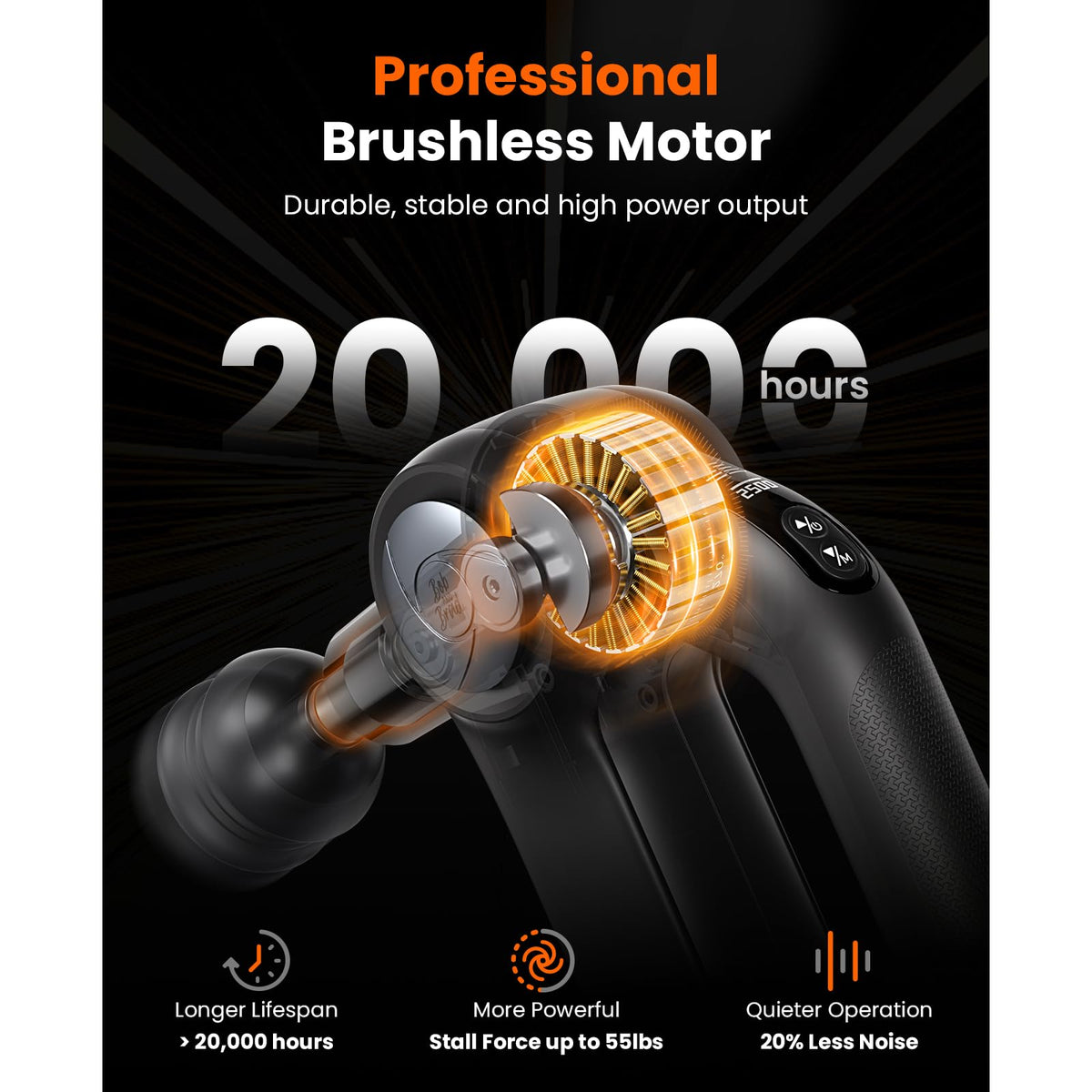 BOB AND BRAD D5 Pro Plus Massage Gun with Heat, FSA-HSA Eligible, 13mm Amplitude Deep Tissue Percussion Massage Gun with Max Power for Muscle Therapy, Professional Muscle Massager