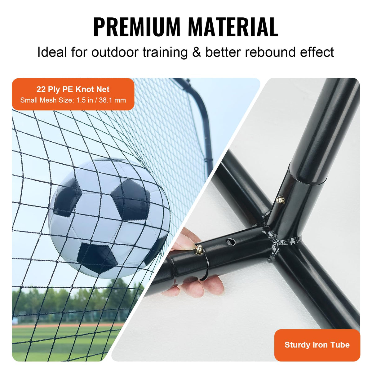 VEVOR Soccer Rebounder Net, 12x6FT Iron Soccer Training Equipment, Sports Football Training Gift with Portable Bag, Volleyball Rebounder Wall Perfect for Backyard Practicing, Solo Training, Passing