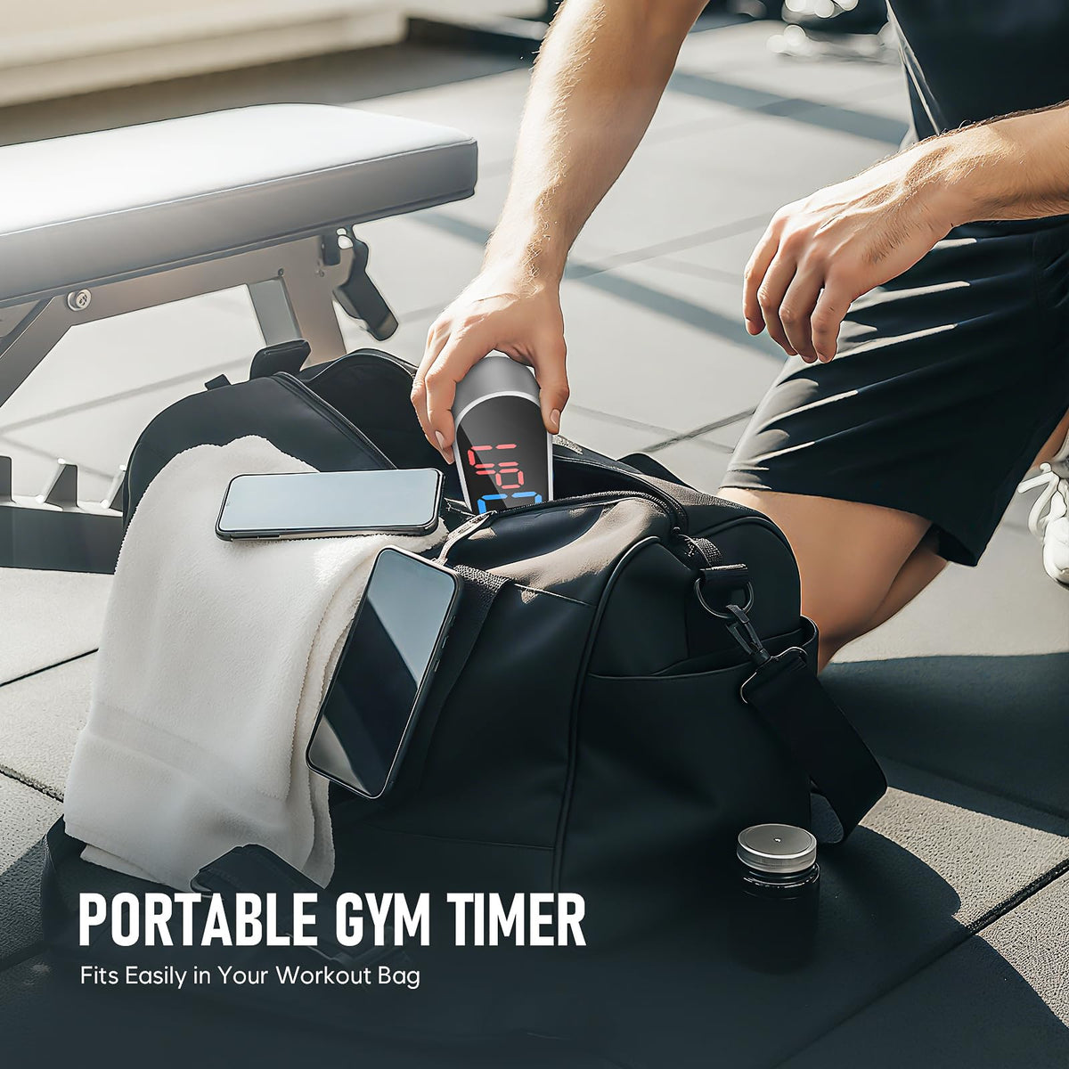 Dienmern Portable Gym Timer Clock with Strong Magnet - Workout Interval Timer with Countdown/UP/Stopwatch, 50Hours Powerful Battery Gym Clocks for Home Gym/Garage/Boxing/Fitness