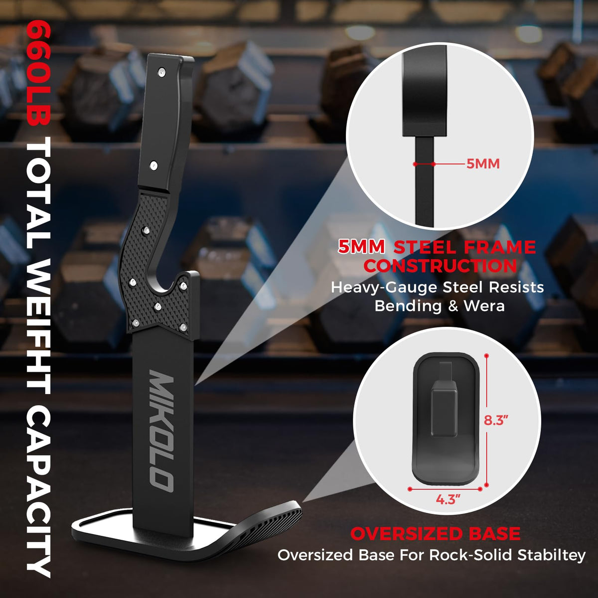 Mikolo Deadlift Jack Barbell Jack Unload 660LB Barbell Stand with No-Slip Handle for Loading & Unloading Weight Plates for Deadlift Exercise, Weight Training