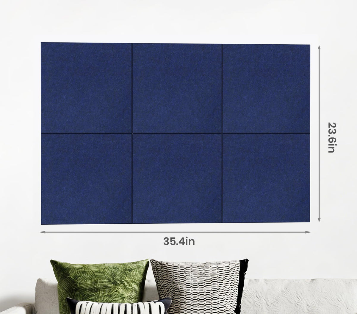 Large Cork Board Alternative 36" X 24" Bulletin Board - 6 Pack Removable Felt Wall Tiles with 20 pushpins, Large Cork Boards for Walls Cork Board for Office Pin Board Tack Board - Denim Blue