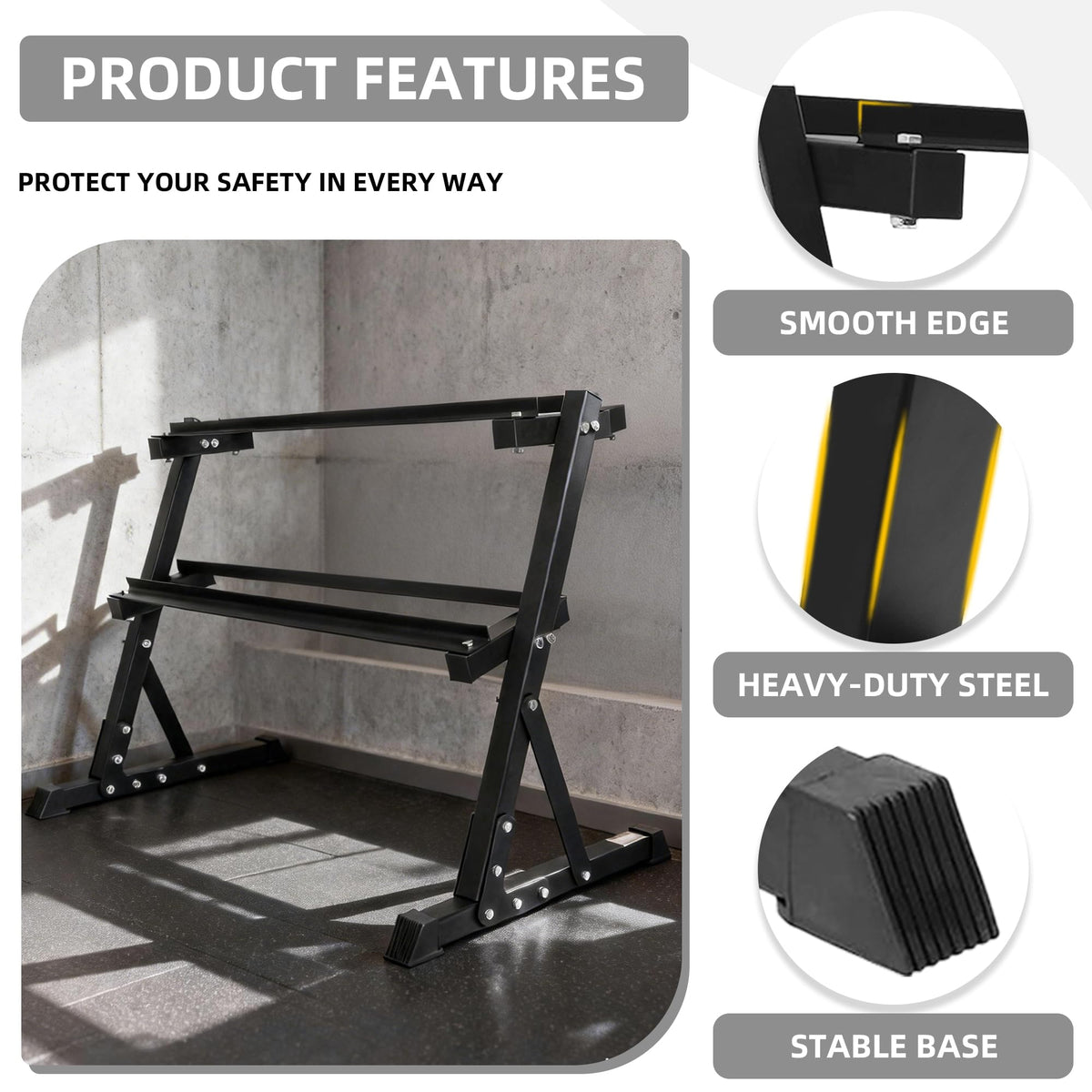 BalanceFrom Dumbbell Rack Multifunctional Weight Stand for Home Gym, 25LB Pair Dumbbell with 2 Tier Weight Rack