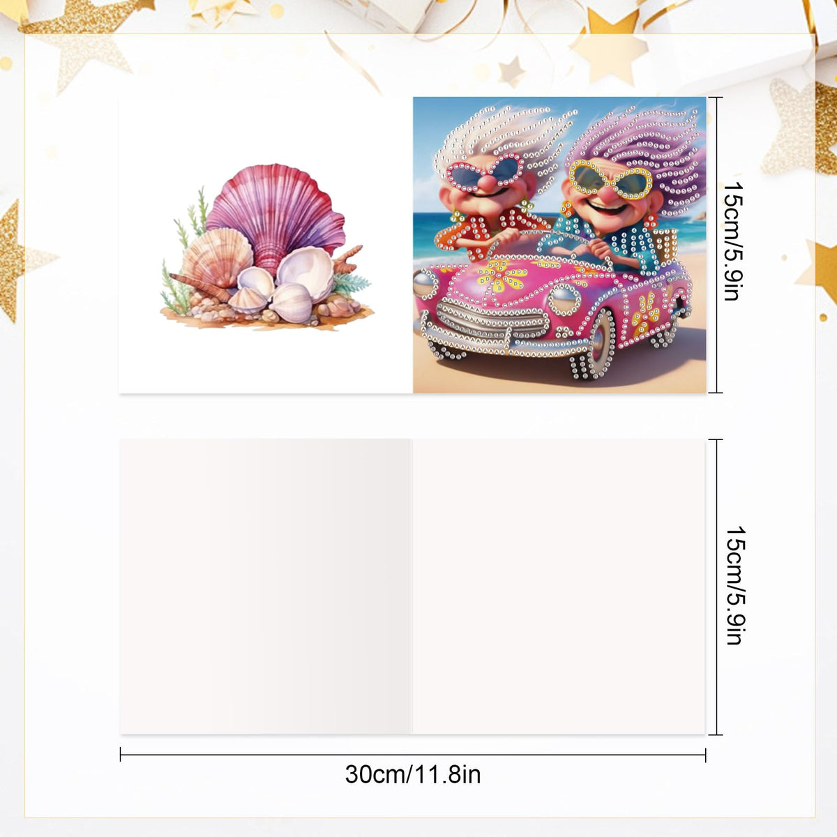 MVVMTOP 6pcs Diamond Painting Greeting Cards for Blessings and Wishes, Grandma DIY Special Shape Crystal Diamond Art Partial, Surface flash Paper Material, DIY Gifts for Christmas Thanksgiving Day