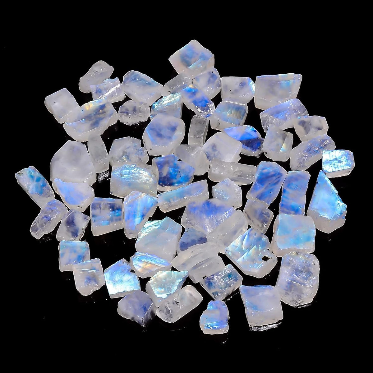 GEMKORA 30 carats Natural Rainbow Moonstone Rough Gemstone, June Birthstone, Raw Crystals Rock, Jewelry Making Supplies, Chakra Healing, Crafts & DIY Stone, 10 to 15mm, 5-7 Pcs