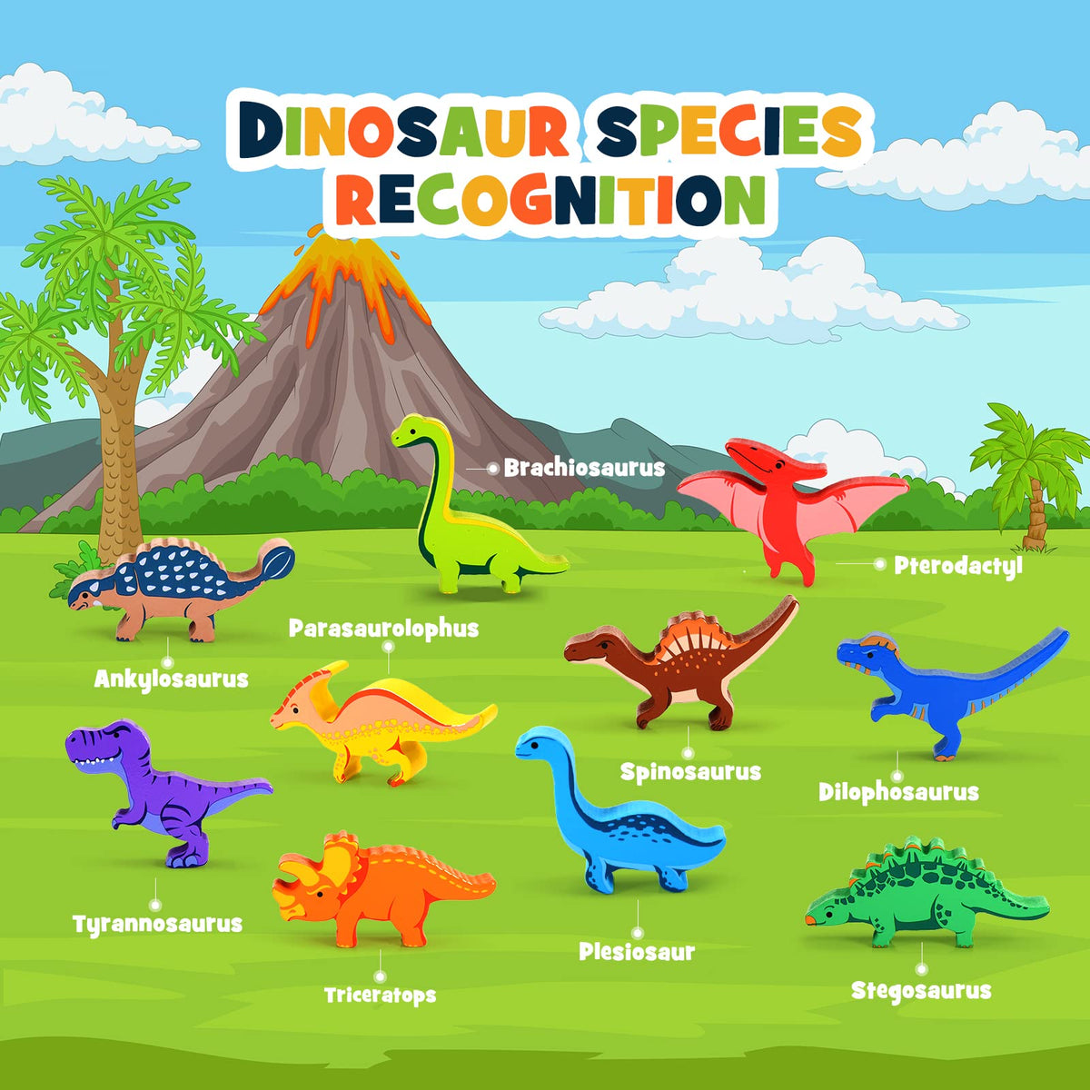 IPOURUP Dinosaur Toys for Kids 3-5: Wooden Stacking Montessori Toys for 3 4 5 6 7 8 Year Old Boys Girls Birthday Gifts for Kid Ages 4-8 Balance Competition Game for Family Stocking Stuffers
