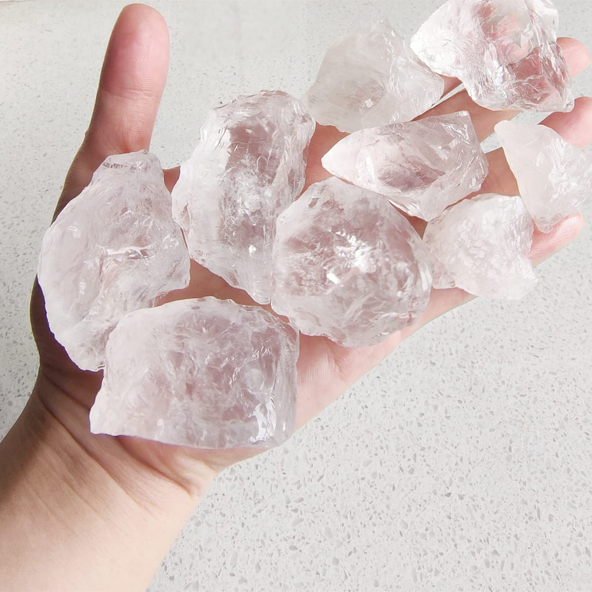Luckeeper 1 lb Rough Crystals Bulk Raw Clear Quartz Healing Stones for Tumbling, Wire Wrapping, Wicca Reiki,Meditation