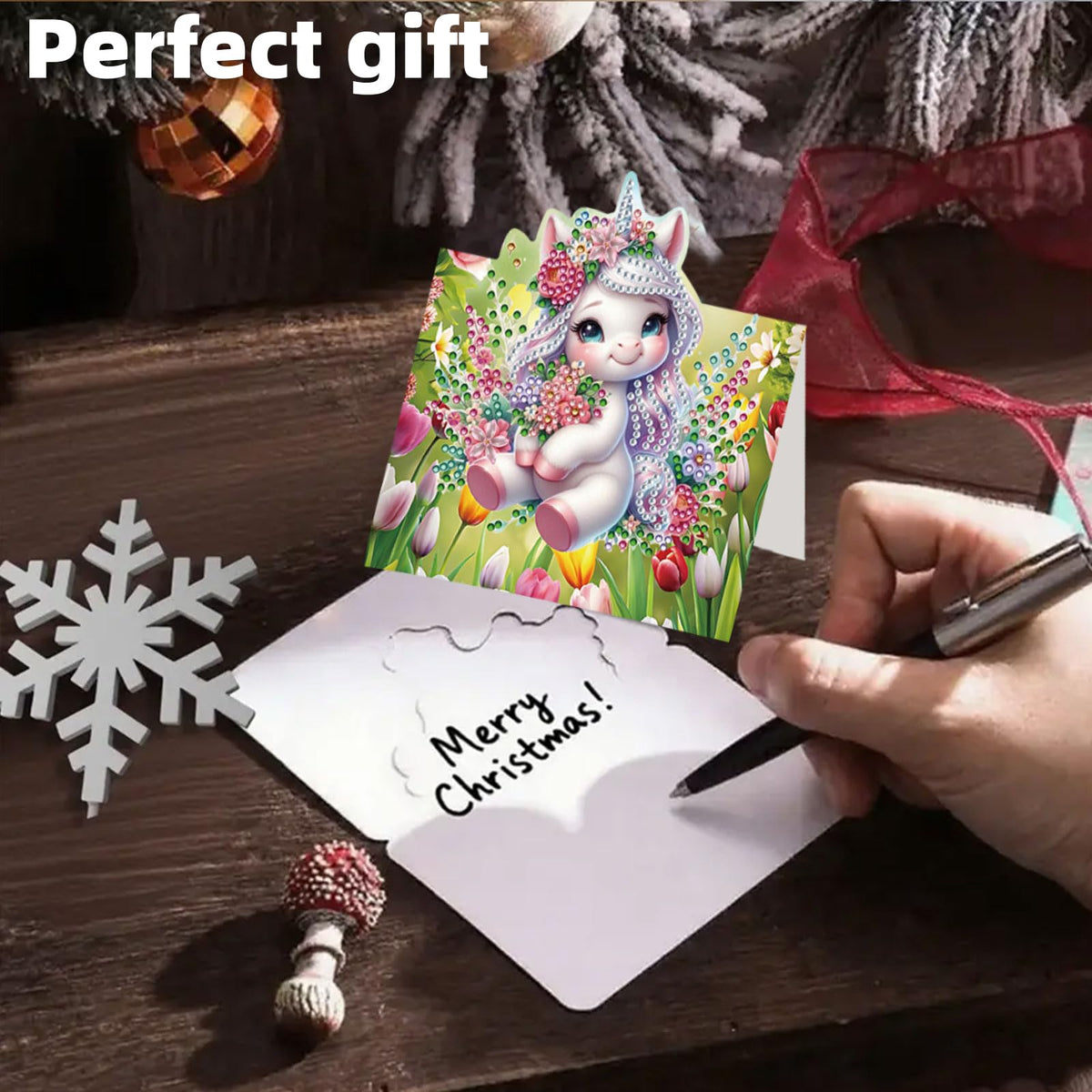 POETRYDRAW 8 Pack 5D DIY Diamond Art Painting Christmas Greeting Card Kit, Diamond Art Birthday Holiday Greeting Card, Crafts Kit Creative with Envelope