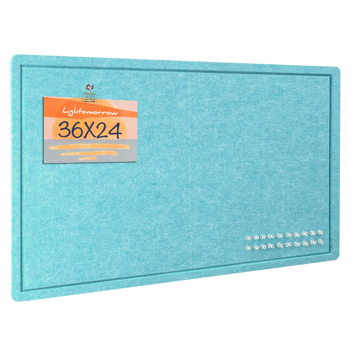 Bulletin Board, 36 x 24 inches Felt Board - Decorative Pin Board, Cork Board Alternative for Wall, 3' x 2' Foldable Picture Board Self-Adhesive Vision Board with 20 Pushpins - Turquoise Blue