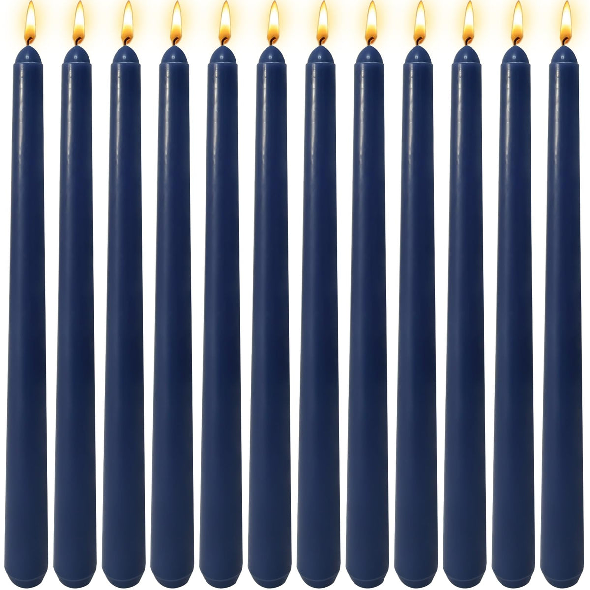 12 Pack 10 inch Navy-Blue Taper Candle Set for Holiday Dinner Party, Unscented Long Candlesticks, Dripless and Smokeless, 7-8 Hours Burn