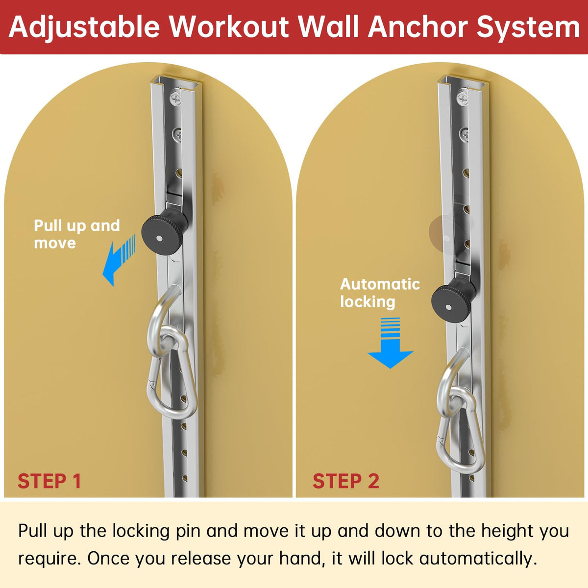 1 PCS Resistance Bands Wall Anchor Exercise Equipment Platform Base(Length 40"),Adjustable Wall-Mounted Anchor Multi-Purpose Fitness System for Complete Full Body Strength Training-Black