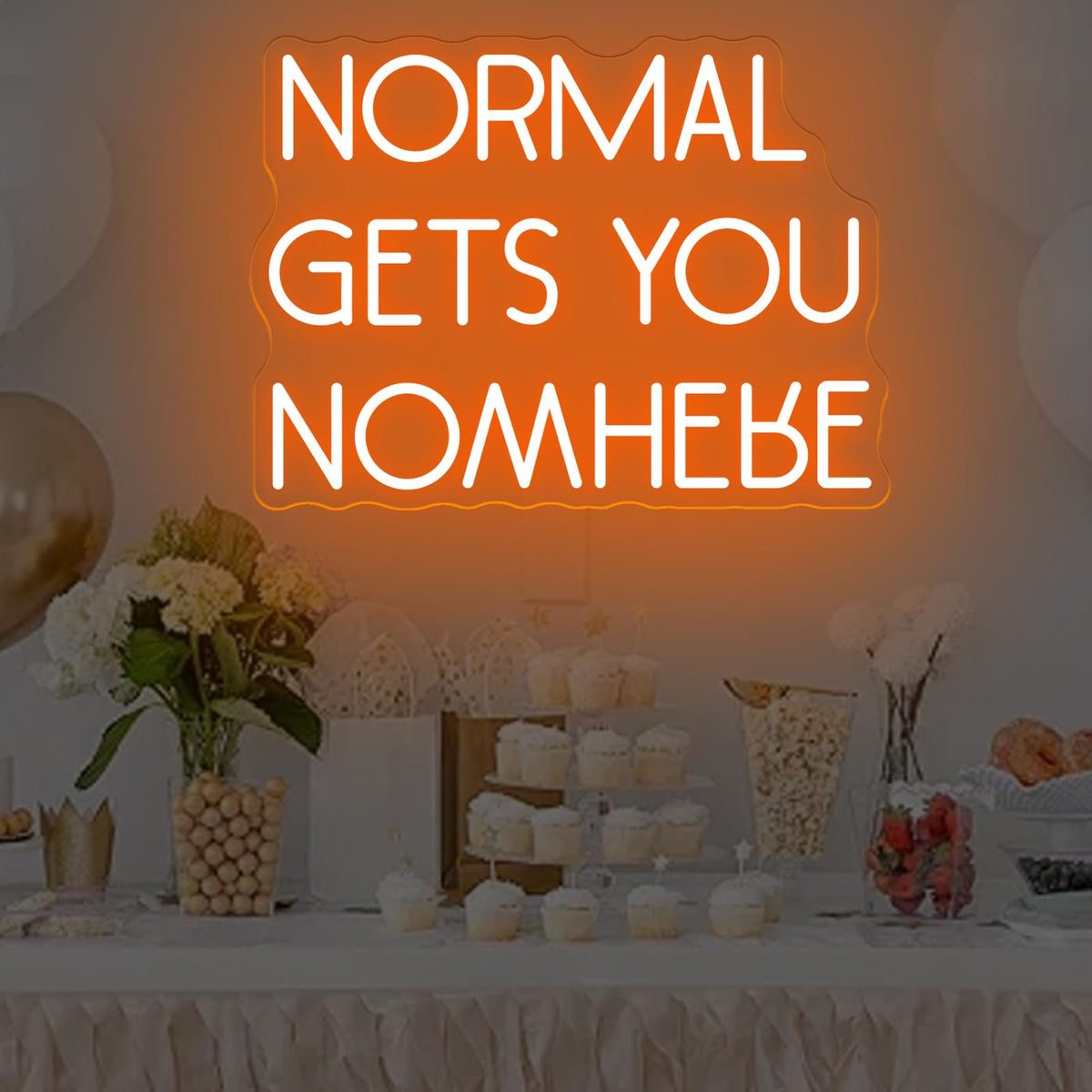 NORMAL GETS YOU NOWHERE Neon Sign, Light Office, Interior Design, Unique Gift, Quote Wall Art Led Light, Affirmation Neon Light for Beauty Salon Home, Party, Gift, Office, Bedroom, Man Cave-Orange-16.5"x12.2"