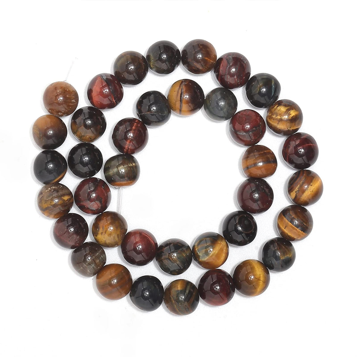 45pcs 8mm Natural Stone Beads Tricolor Tiger Eye Beads Energy Crystal Healing Power Gemstone for Jewelry Making, DIY Bracelet Necklace