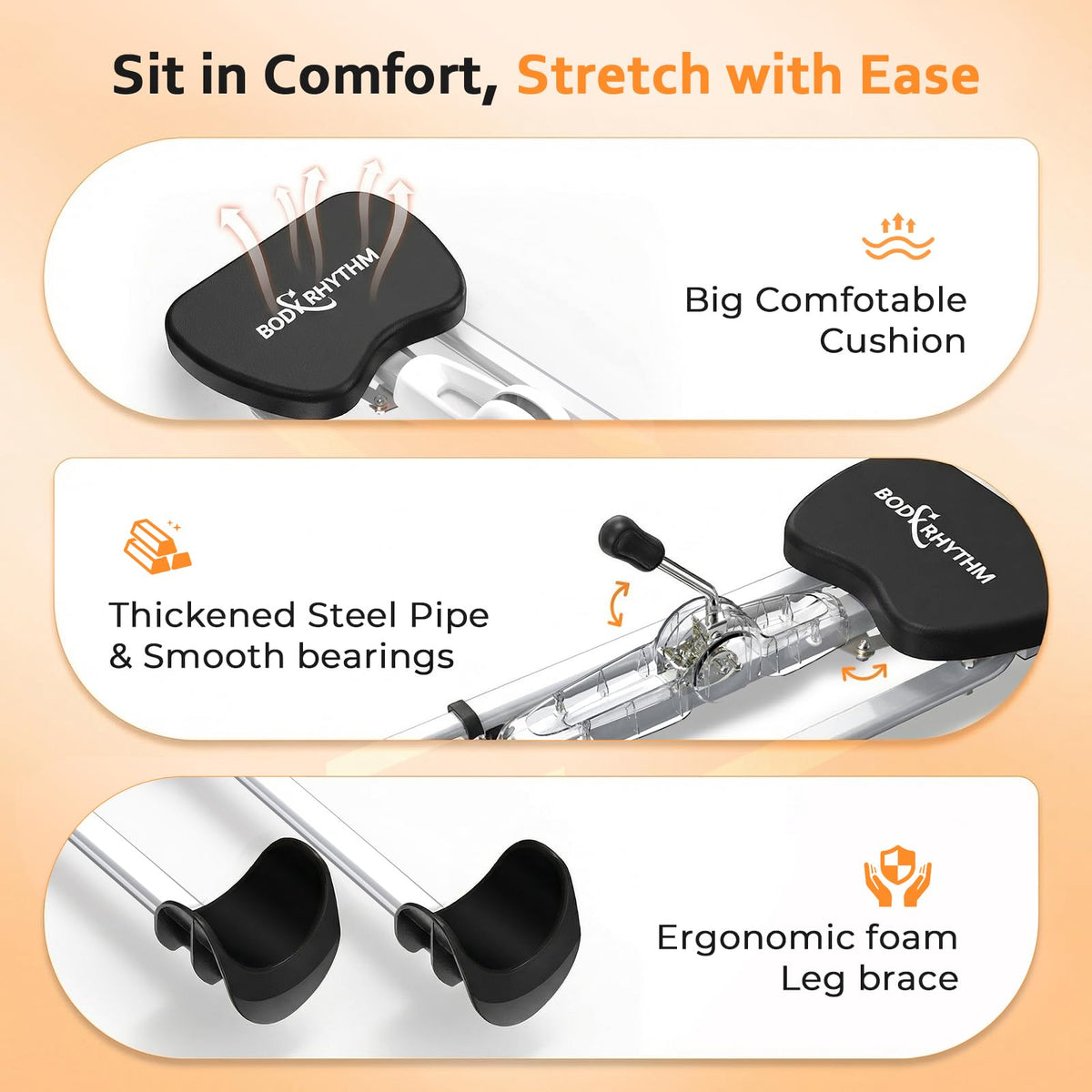 BODY RHYTHM Leg Stretcher - Split Machine for Leg Stretching - Flexibility Stretching Equipment - Ballet, Yoga, Dance, Martial Arts, MMA - Home Yoga Gym Fitness (Black)