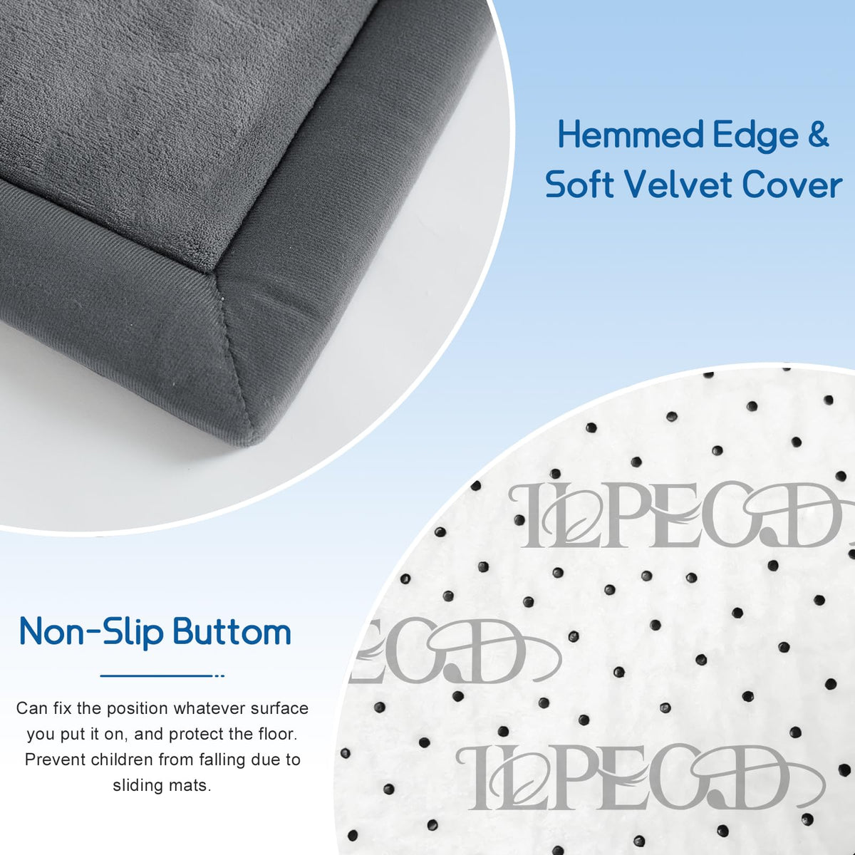 ILPEOD Baby Play Mat for Floor Nursery Rug Muscle Mat Area Rug Playroom Rug 47"x47" Playpen Mat Memory Foam 1.3" Thick Crawling Mat for Babies,Toddlers, Infants, Kids,Grey