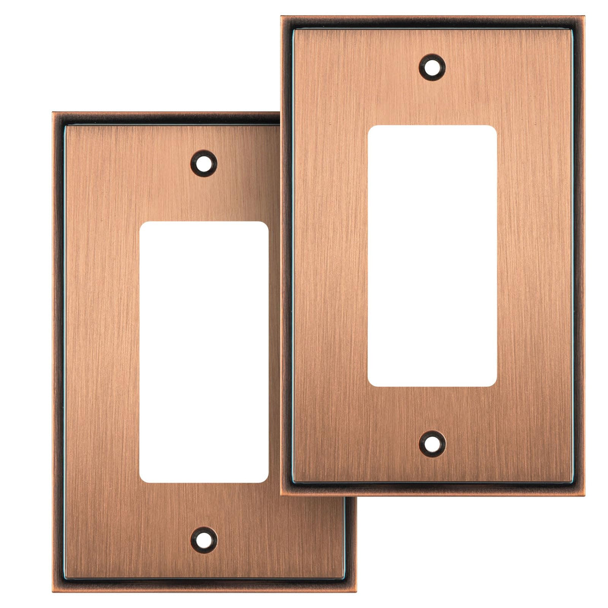 Henne Bery Soft Modern Decorative Wall Plate Switch Plate Outlet Cover (Single Decorator 2PK, Antique Copper)