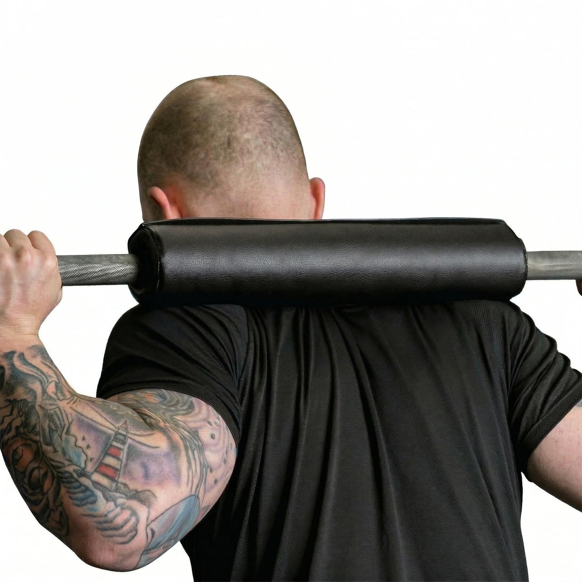 Dark Iron Fitness Barbell Pad w/Extra Thick Foam Padding, Non-Slip Hook & Loop Closure for Olympic Bars Weight Training Shoulder Neck Protection Support Squats Hip Thrusts Lunges, Blank Black