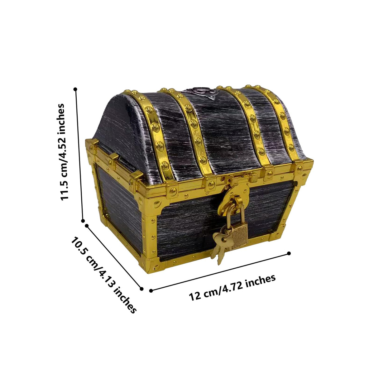 Flyekist Kids Pirate Treasure Chest Storage Box,Golden Border Decorative Pirate Chest with Lock and Key for Kids Birthday,Halloween, Christmas Pirate Party Favors