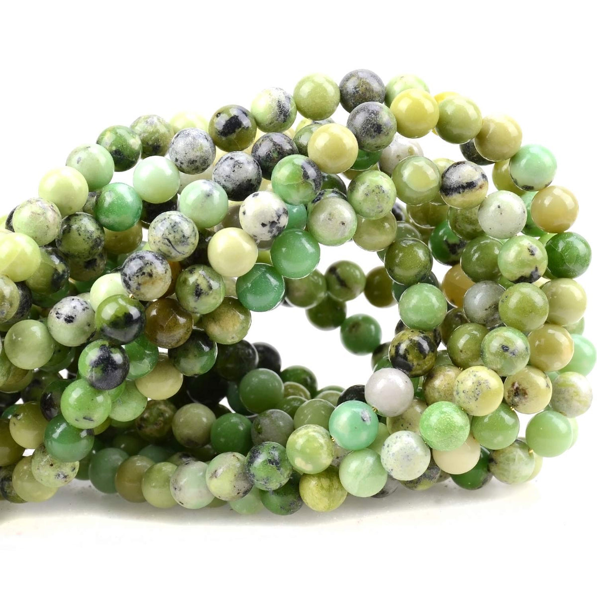 100Pcs Natural Crystal Beads Stone Gemstone Round Loose Energy Healing Beads with Free Crystal Stretch Cord for Jewelry Making (Australian Chrysoprase, 6MM)