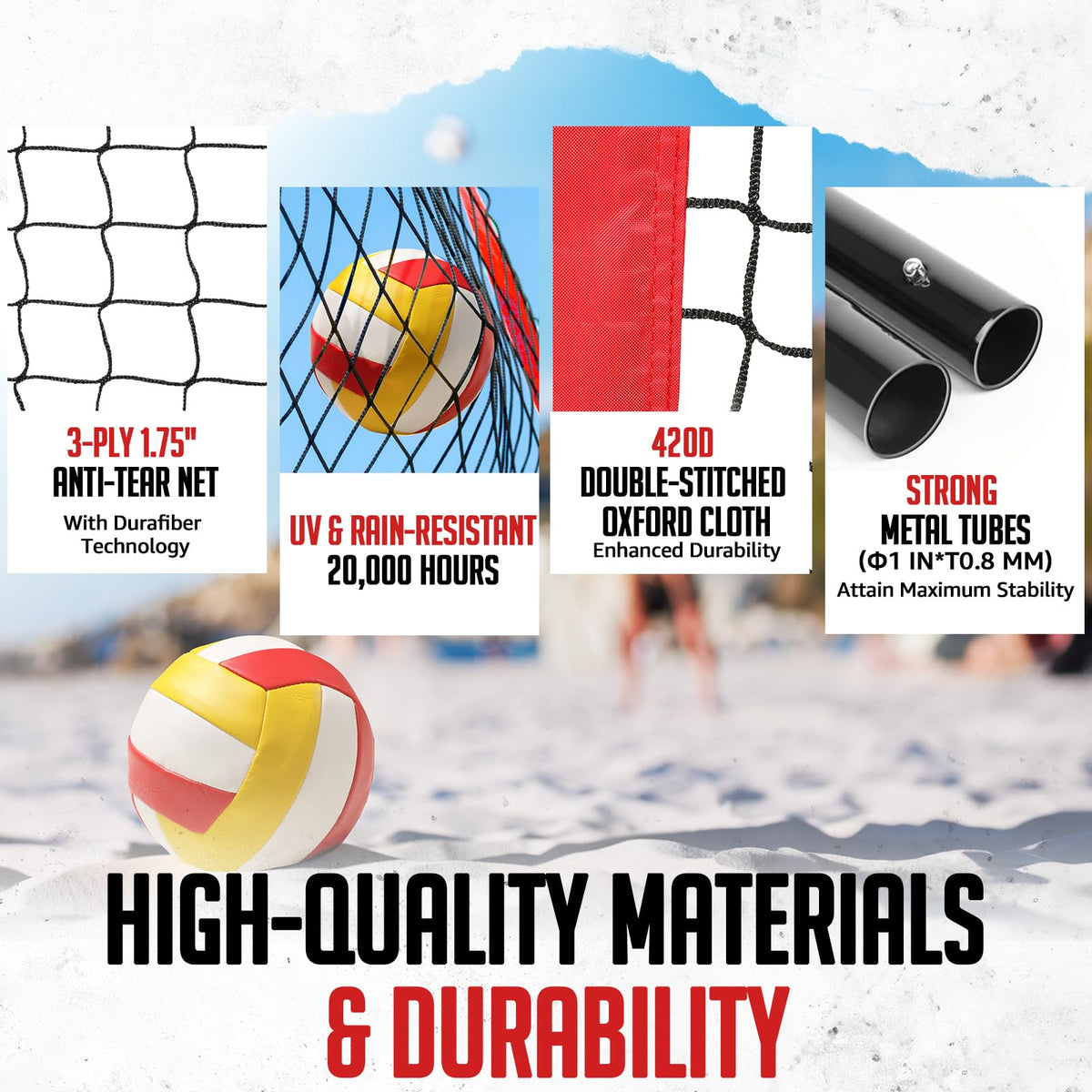 ZEALFEEL Volleyball Net, 12FT Volleyball Training Net Height Adjustable, Portable Freestanding Practice Net for Hitting or Serving Drills, Pop up Volley Ball Nets with Carry Bag for Backyard Outdoor