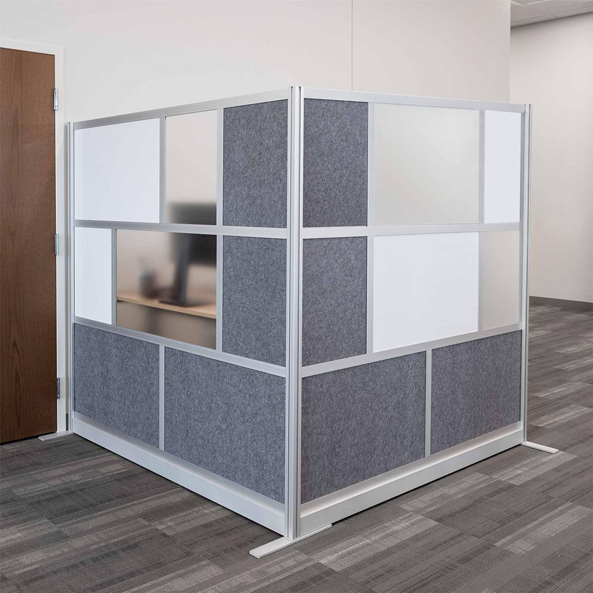Stand Up Desk Store ReFocus Modular and Expandable Office Partition Wall System (70x70 Starter + 70x70 Extension)