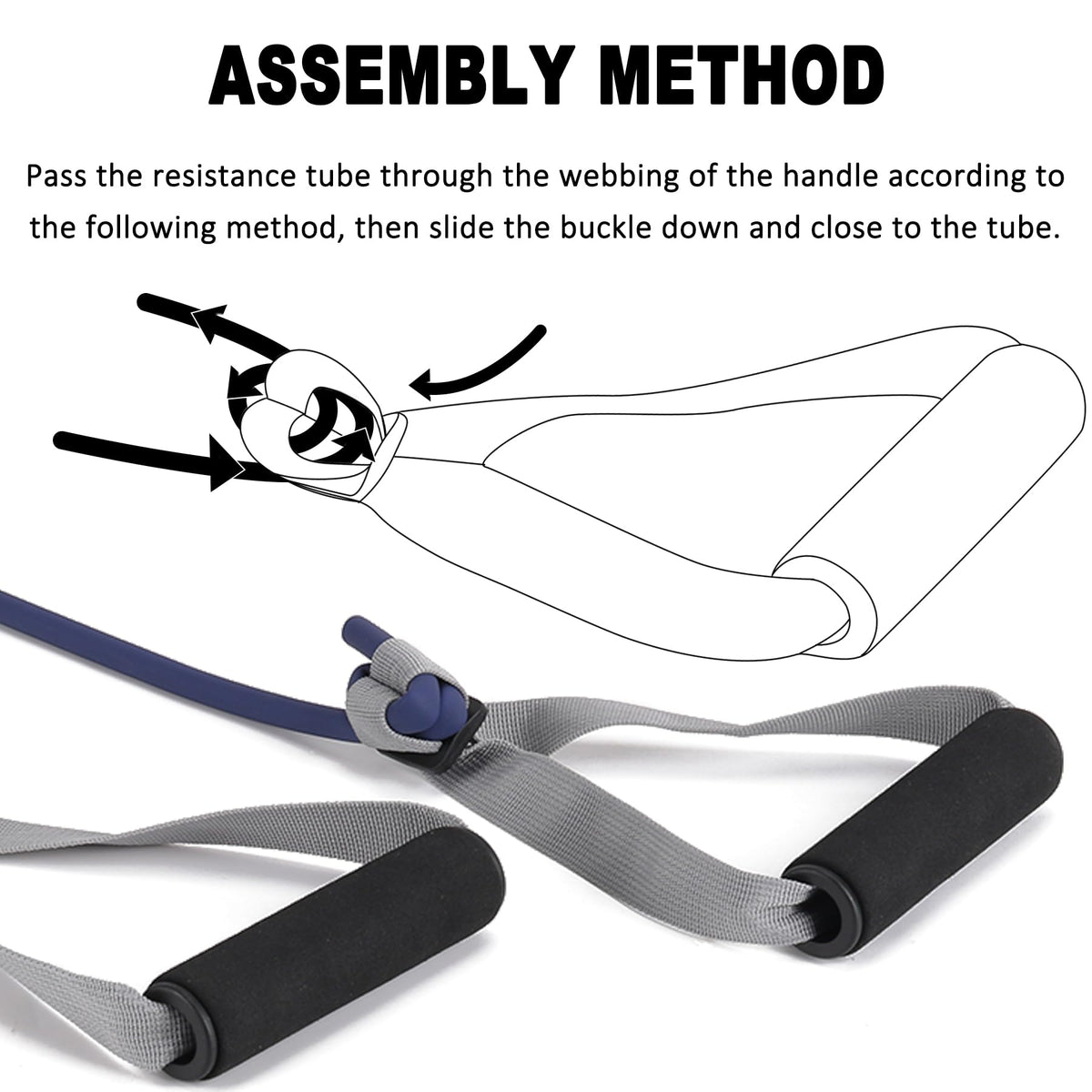 Hshbxd Resistance Band Handles & Accessories Kit for Elastic Bands & Tubes, Modern Silver and Black Nylon Exercise Strap Accessories