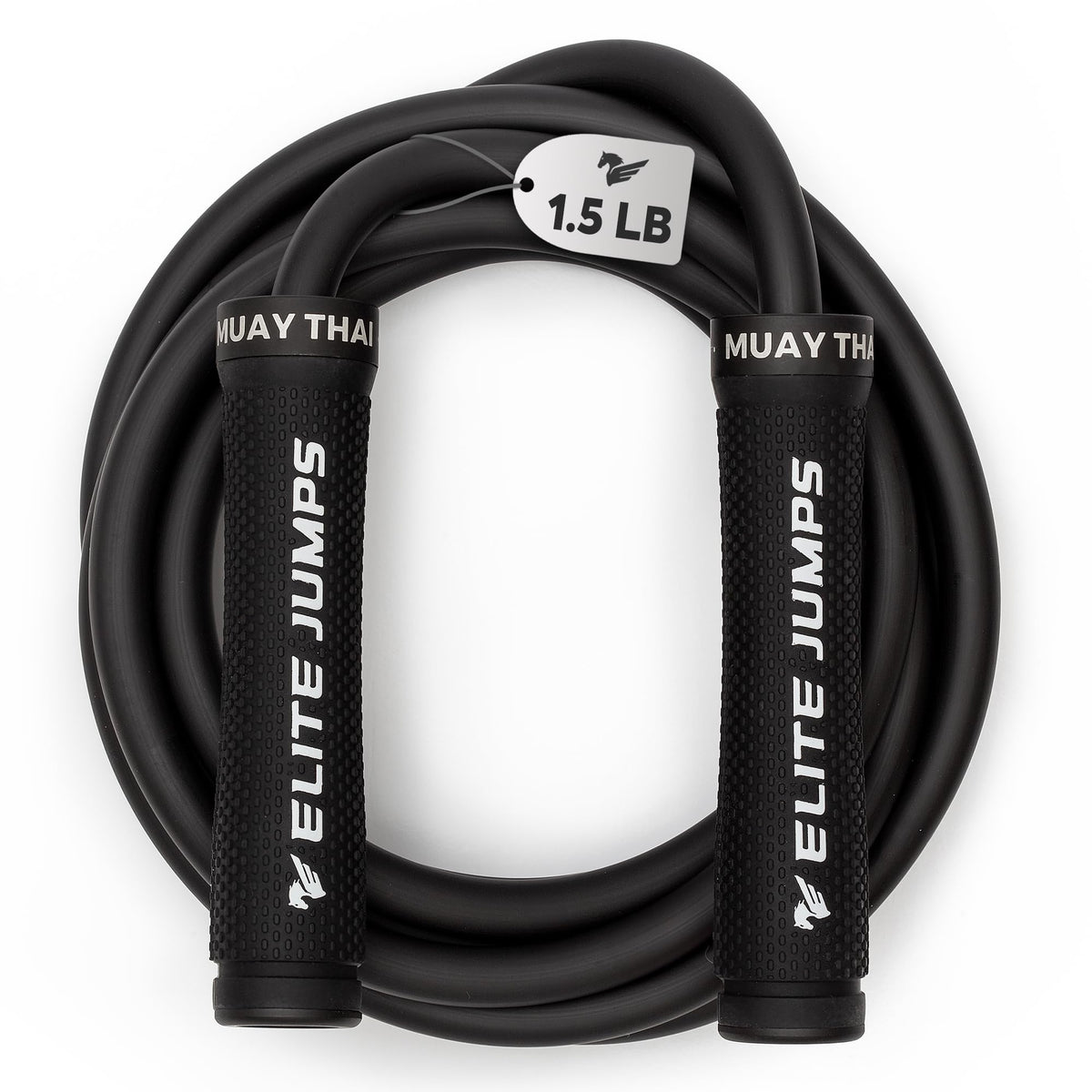 Muay Thai 3.0 Weighted Jump Rope for Men & Women - Professionally Designed for High-Intensity Training | Muay Thai, MMA & Fitness Jump Rope - Full Body Workout Weighted Rope - Black