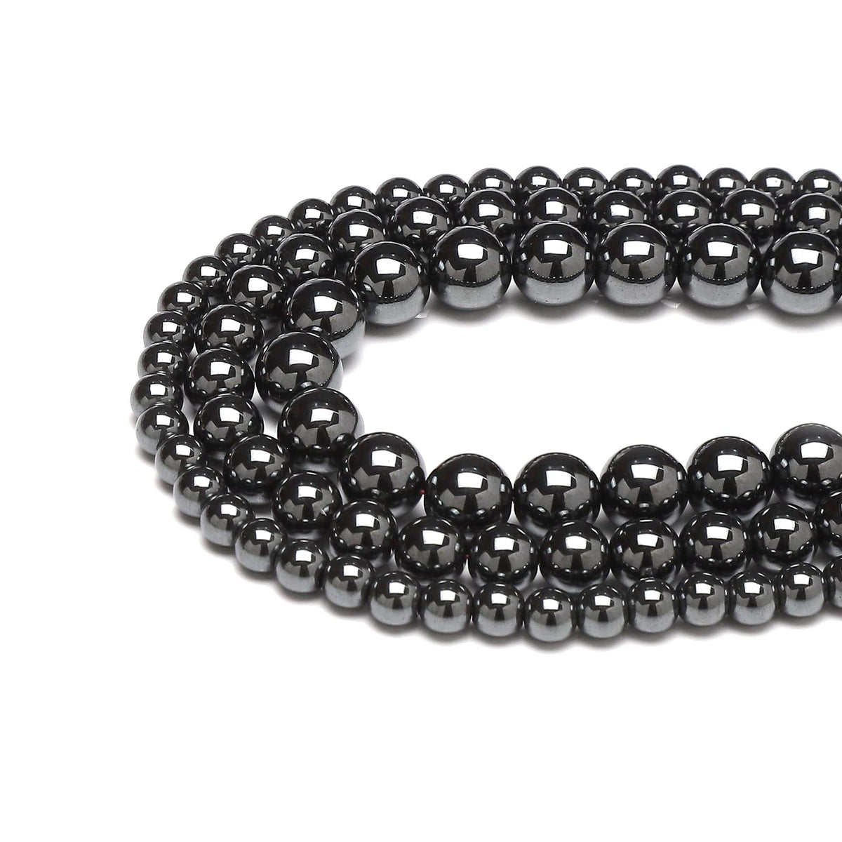 45pcs 8mm Natural Black Hematite Gemstone Beads Energy Healing Crystal Round Loose Stone Beads for Jewelry Making, DIY Bracelets Necklaces