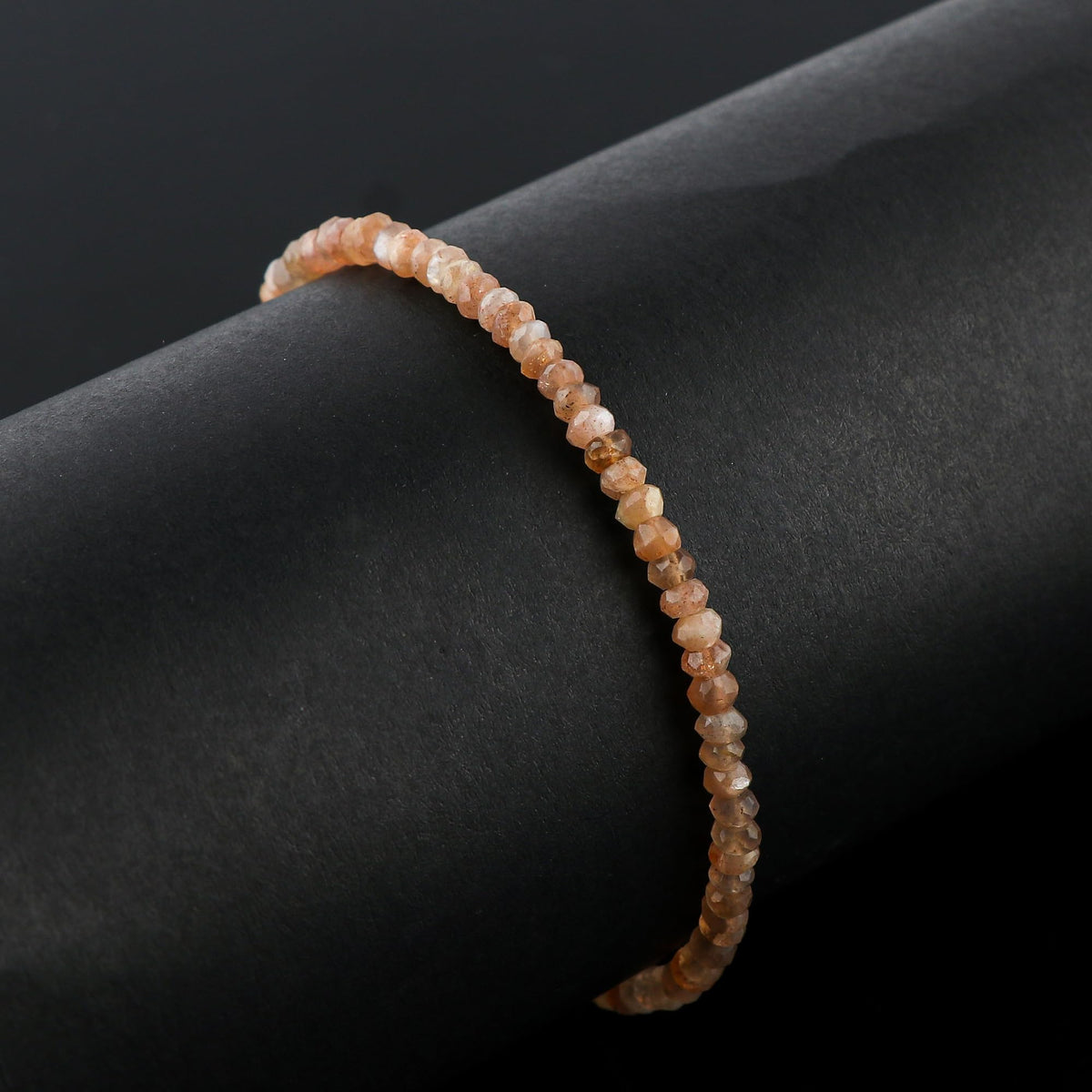 CRYSTALINES Natural Brown Moonstone Dainty Bracelets, Shaded Gemstones Beads, June Birthstone, Chakra Healing Crystals, Handmade Bracelet, Women Jewelry, Silver Chain, A Grade, 8"