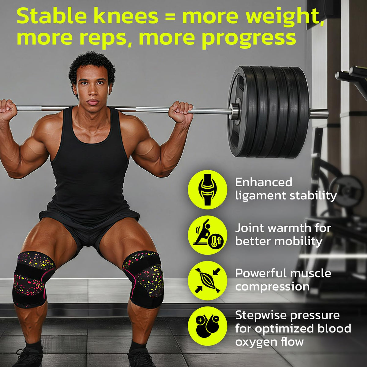 aoFIT Knee Brace (1 Pair) Adjustable Strap 7mm Neoprene Knee Compression Sleeve Knee Support for Men Women for Training & Fitness, Weightlifting, Black Small