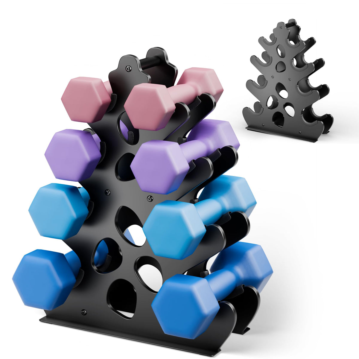 4 Tier Dumbbell Rack, Weight Rack For Home Gym, Dumbbell Stand for Free Weights