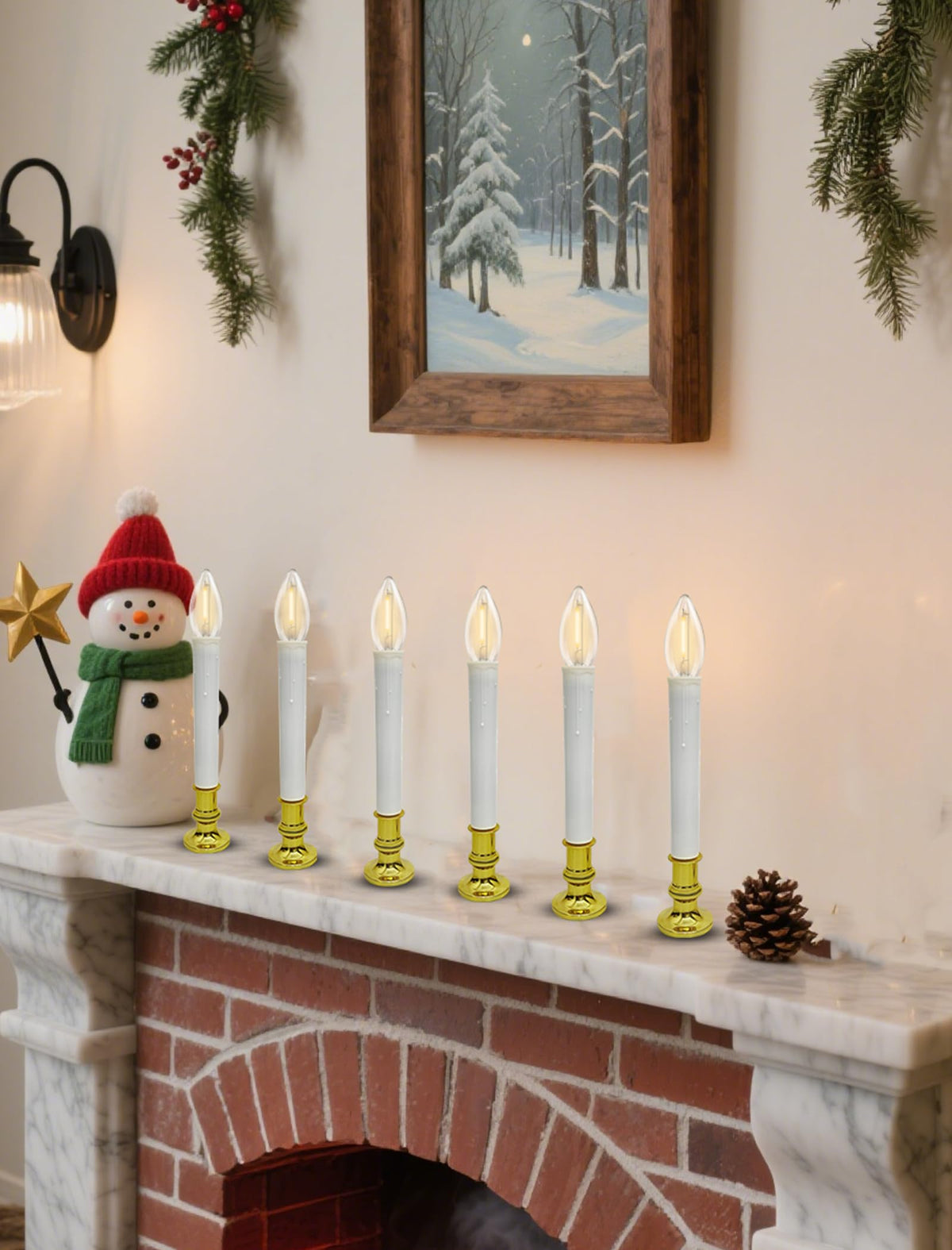 10 Pack Battery Operated Window Candles, Flameless Christmas Electric Candle with 6/18H Timer, Gold Base with Suction Cups, Warm White LED Lights for Xmas Wedding Holiday Indoor Table Window Decor