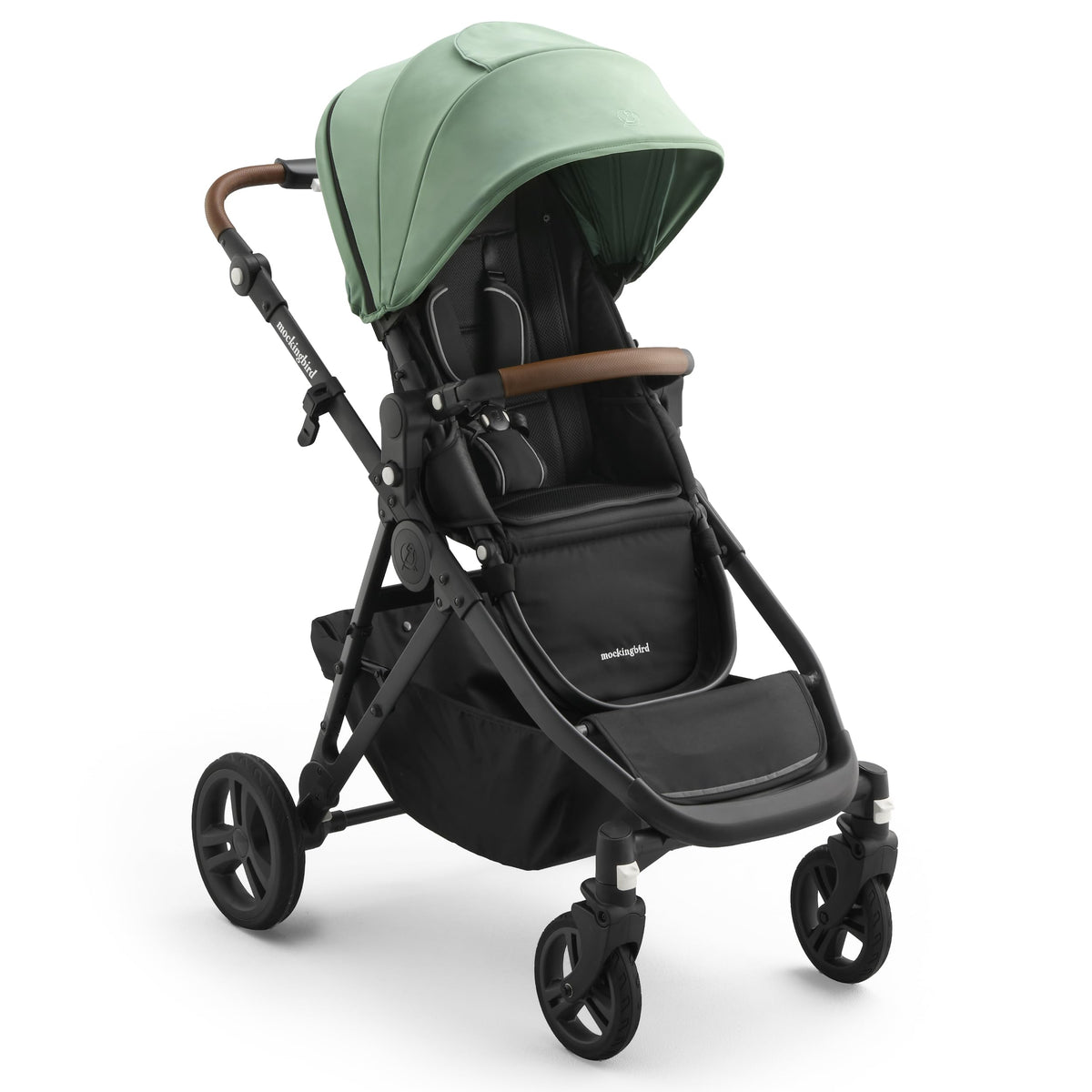 Mockingbird Single-to-Double Stroller 3.0 - Convertible Full Size Baby Stroller for 1, 2, or 3 Kids with 44 Possible configurations, Travel System Compatible - Sage